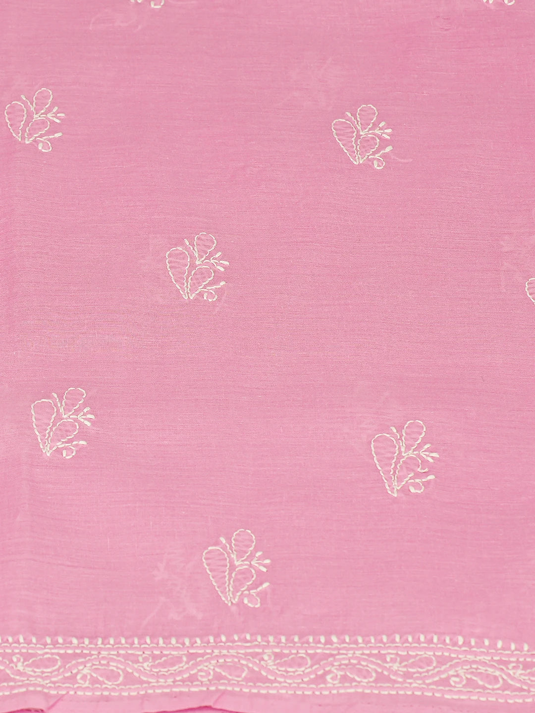 Ada Hand Embroidered Pink Cotton Lucknowi Chikankari Unstitched Kurta Piece 01A725146