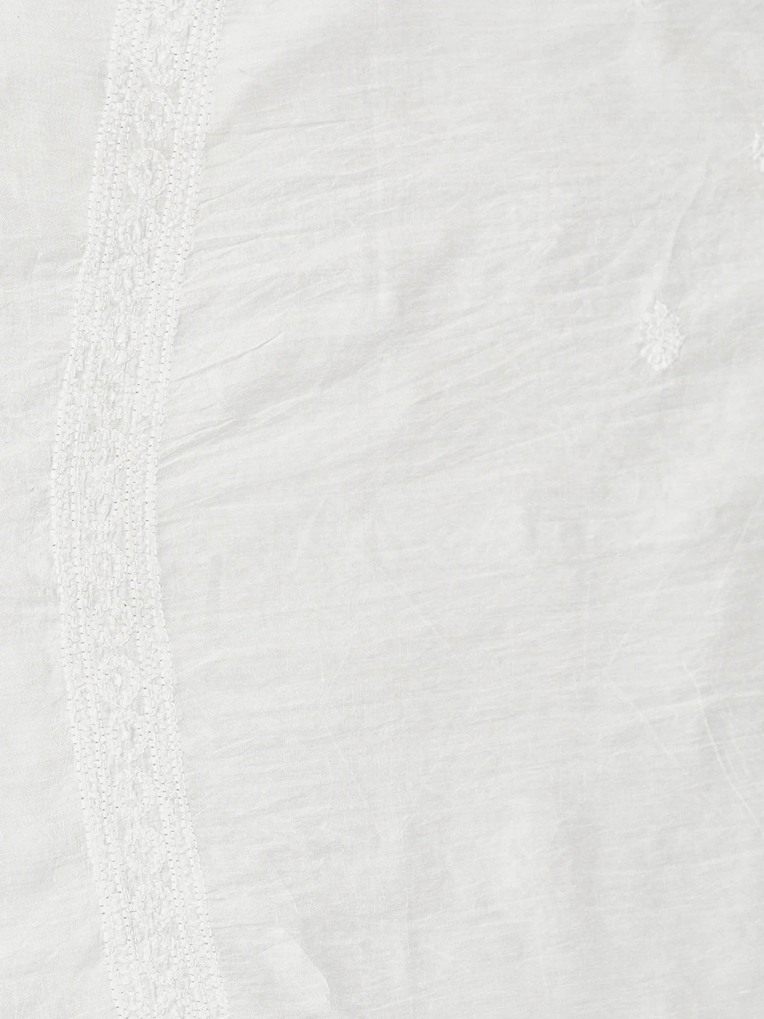 Ada Hand Embroidered White Chanderi Lucknowi Chikankari Unstitched Men's Kurta Piece 01A812584