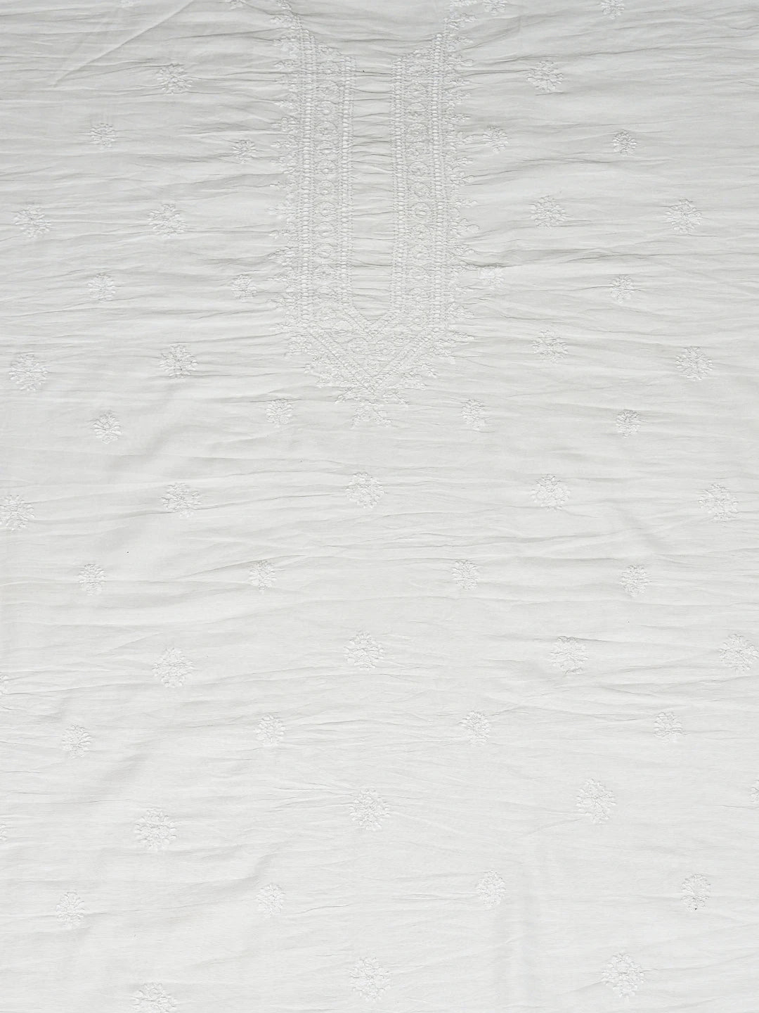 Ada Hand Embroidered White Chanderi Lucknowi Chikankari Unstitched Men's Kurta Piece 01A812584