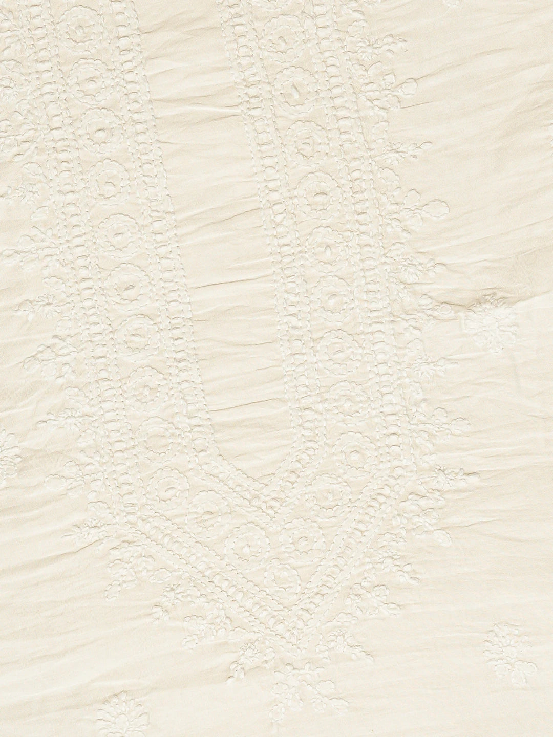 Ada Hand Embroidered White Chanderi Lucknowi Chikankari Unstitched Men's Kurta Piece 01A812584