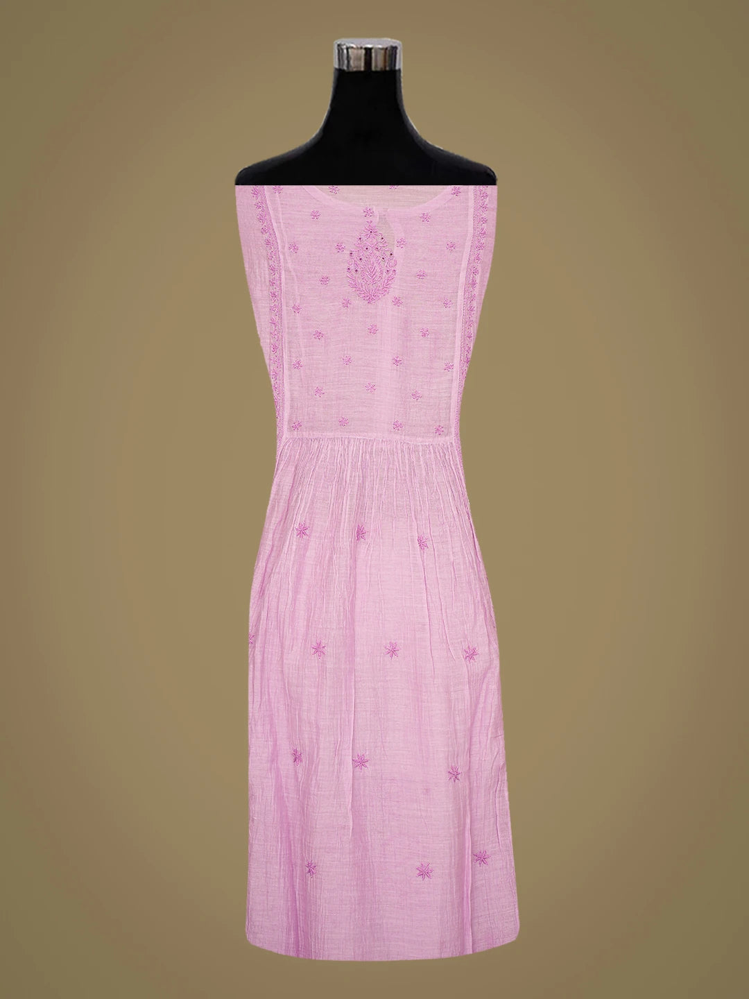 Ada Hand Embroidered Mauve Chanderi Lucknowi Chikankari Semi-Stitched Kurta Piece 01A789627