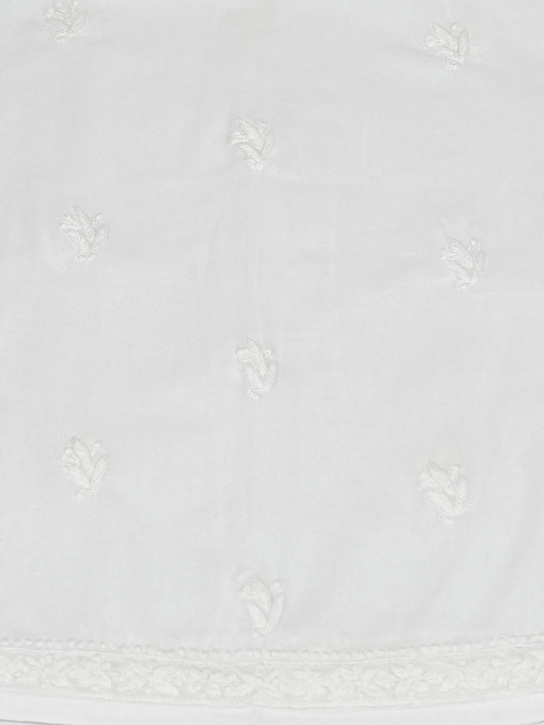 Ada Hand Embroidered White Cotton Lucknowi Chikankari Semi-Stitched Kurta Piece 01A380669