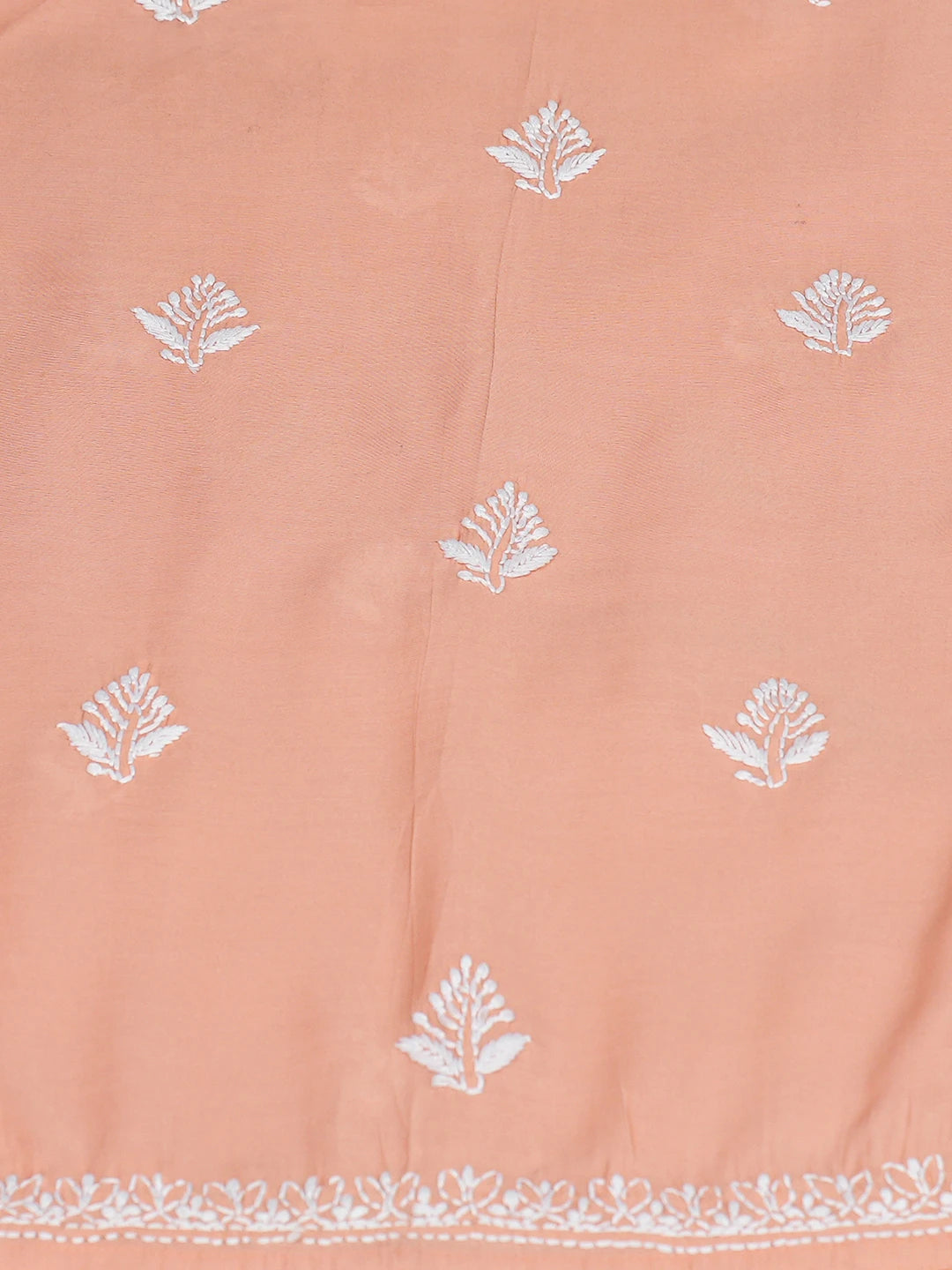 Ada Hand Embroidered Peach Chanderi Lucknowi Chikankari Semi-Stitched Kurta Piece 01A668757