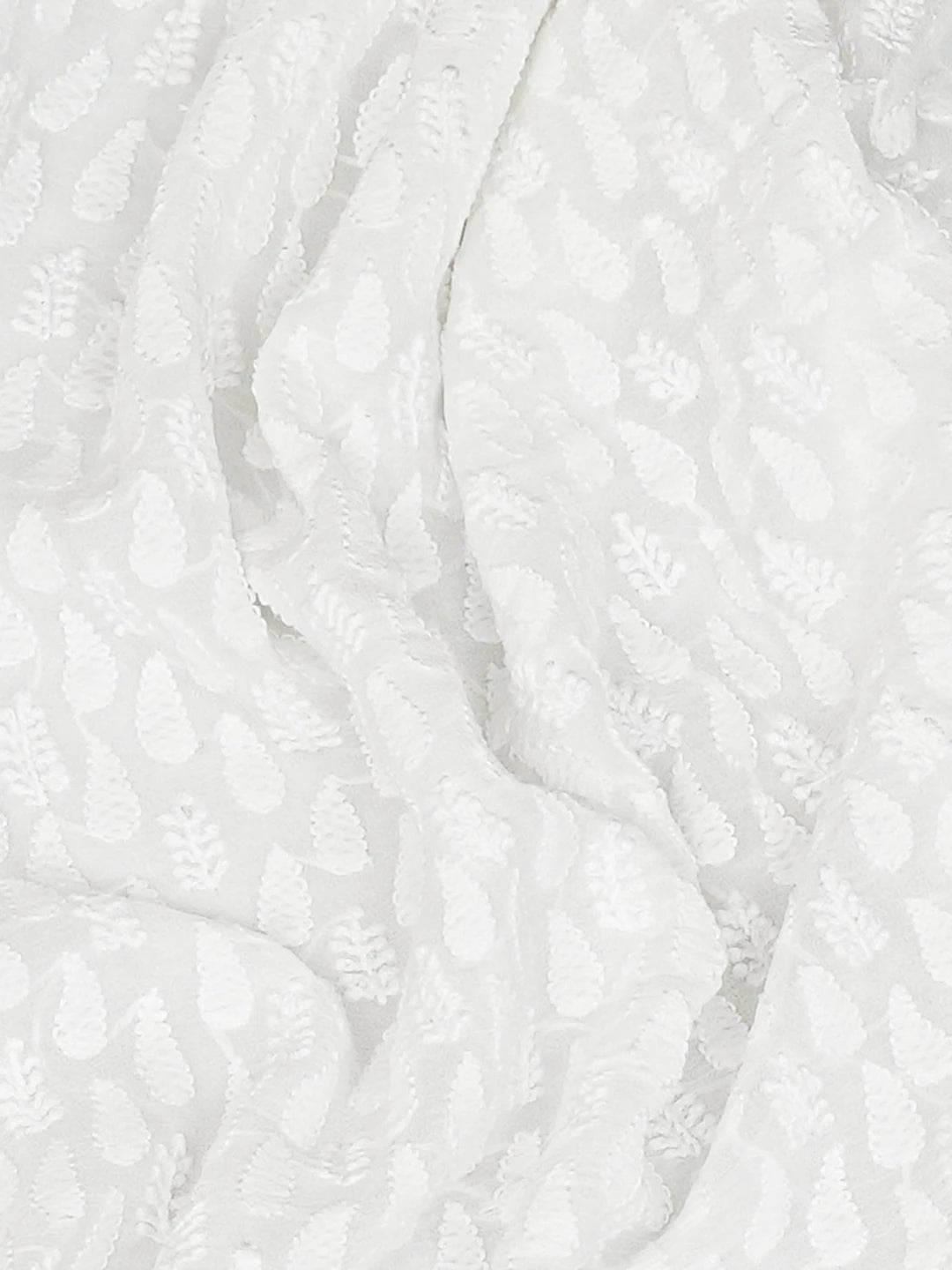 Ada Hand Embroidered White Viscose Georgette Lucknowi Chikankari Unstitched Men's Kurta Piece 01A813653