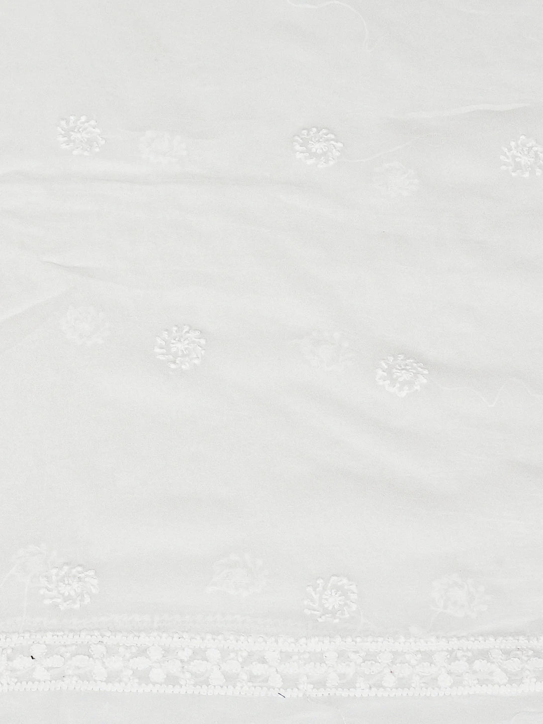 Ada Hand Embroidered White Viscose Georgette Lucknowi Chikankari Unstitched Men's Kurta Piece 01A813653