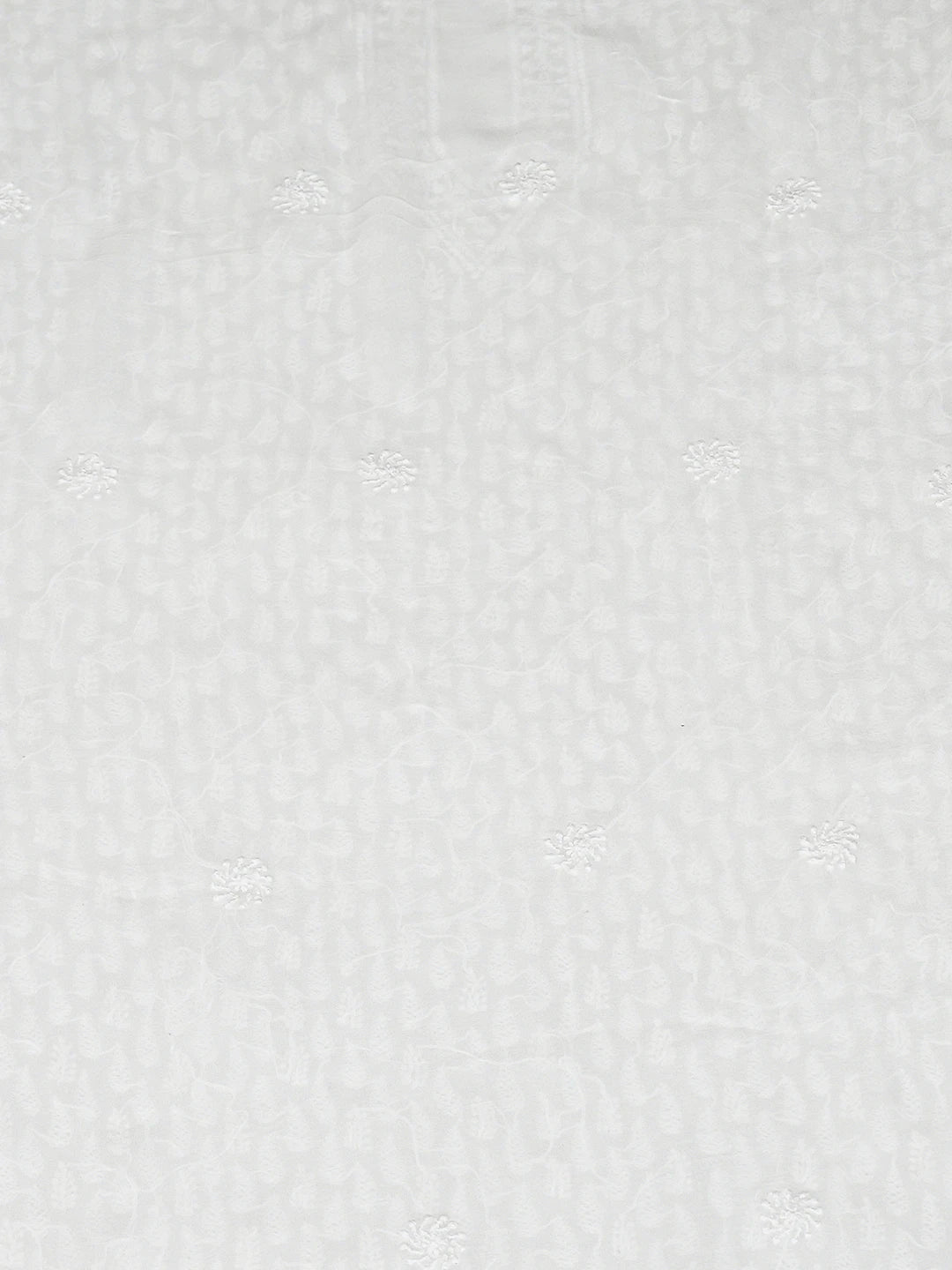 Ada Hand Embroidered White Viscose Georgette Lucknowi Chikankari Unstitched Men's Kurta Piece 01A813653