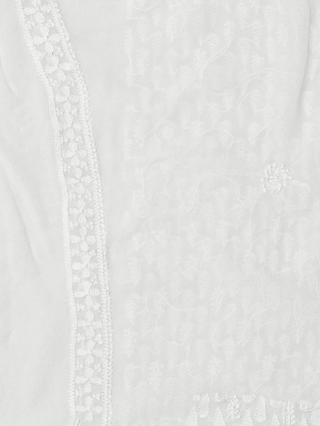 Ada Hand Embroidered White Viscose Georgette Lucknowi Chikankari Unstitched Men's Kurta Piece 01A813653