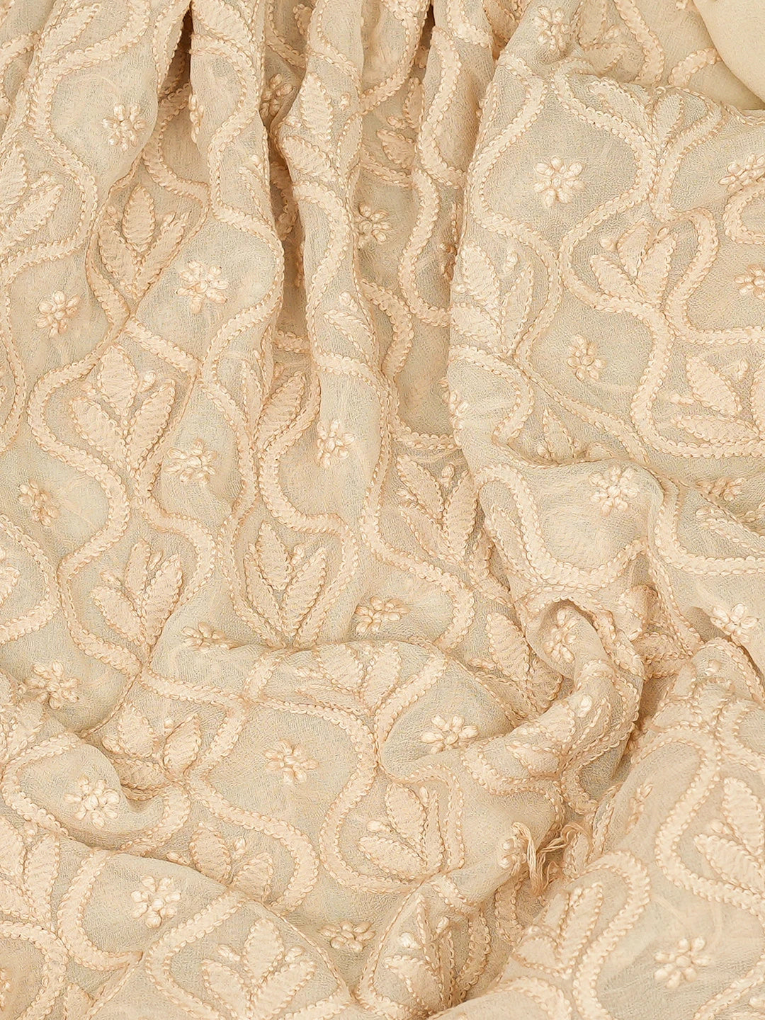 Ada Hand Embroidered Fawn Pure Georgette Lucknowi Chikankari Unstitched Men's Kurta Piece 01A781794