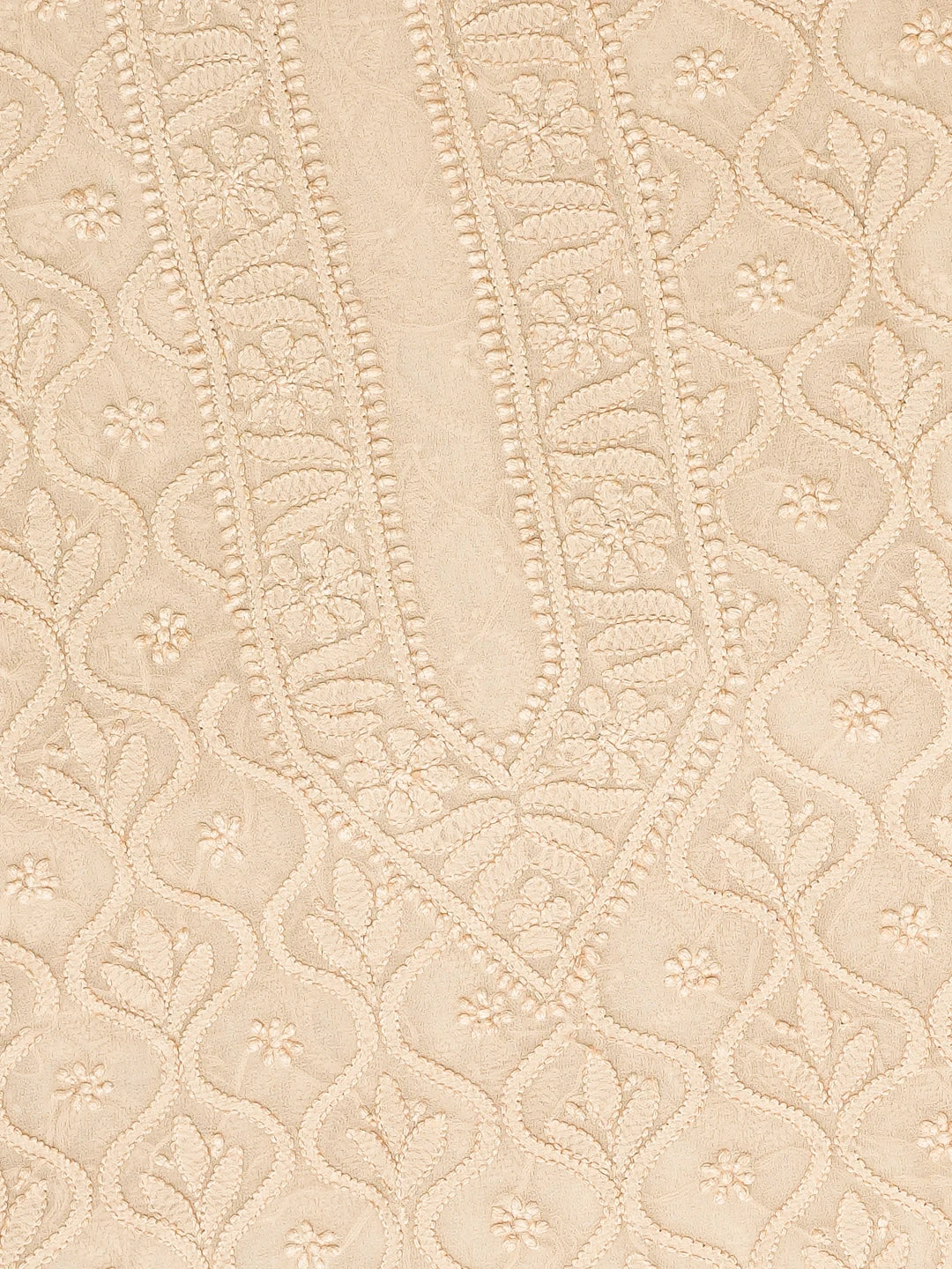 Ada Hand Embroidered Fawn Pure Georgette Lucknowi Chikankari Unstitched Men's Kurta Piece 01A781794