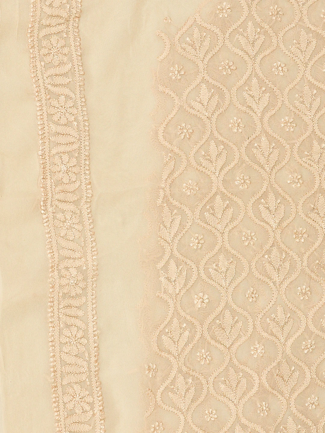 Ada Hand Embroidered Fawn Pure Georgette Lucknowi Chikankari Unstitched Men's Kurta Piece 01A781794
