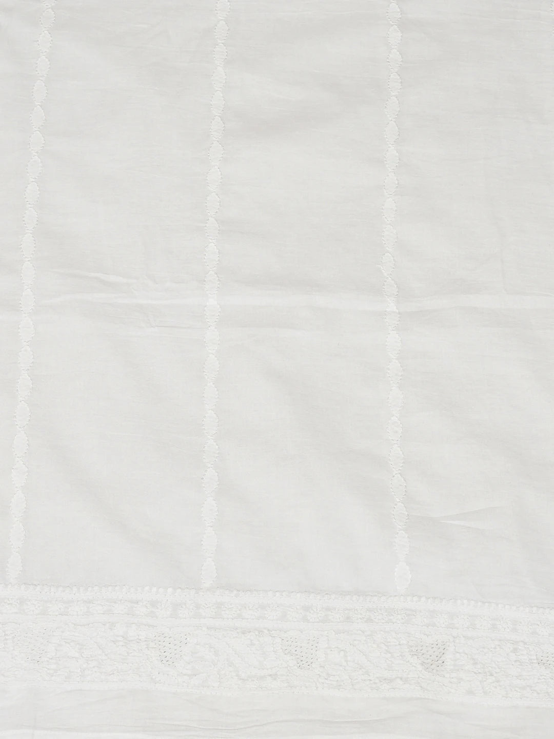 Ada Hand Embroidered White Cotton Lucknowi Chikankari Unstitched Men's Kurta Piece 01A791915