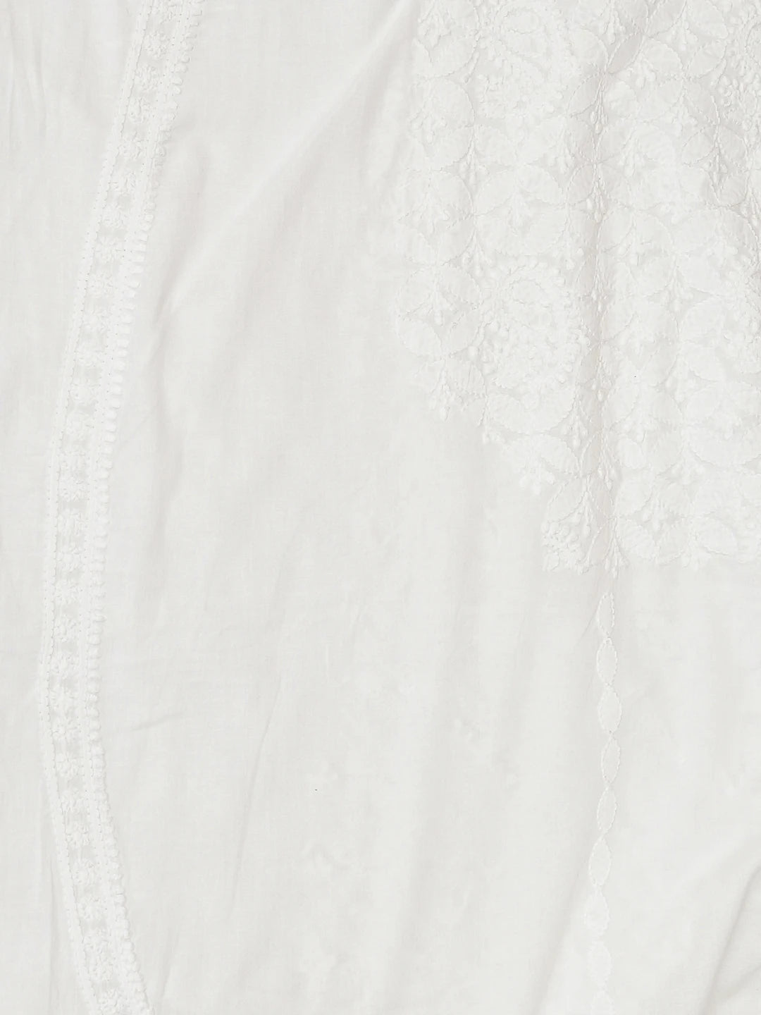 Ada Hand Embroidered White Cotton Lucknowi Chikankari Unstitched Men's Kurta Piece 01A791915