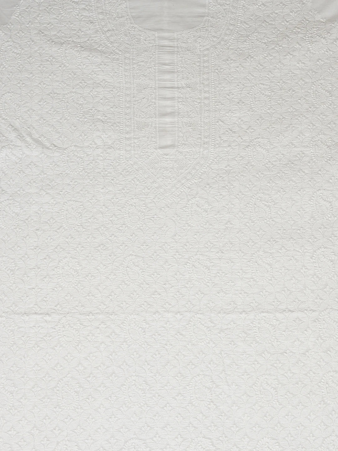 Ada Hand Embroidered White Cotton Lucknowi Chikankari Unstitched Men's Kurta Piece 01A791915