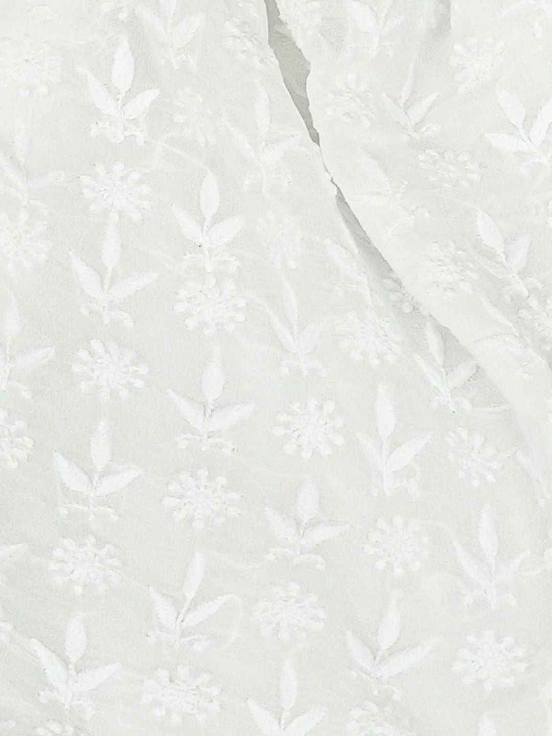 Ada Hand Embroidered White Viscose Georgette Lucknowi Chikankari Unstitched Men's Kurta Piece 01A813655