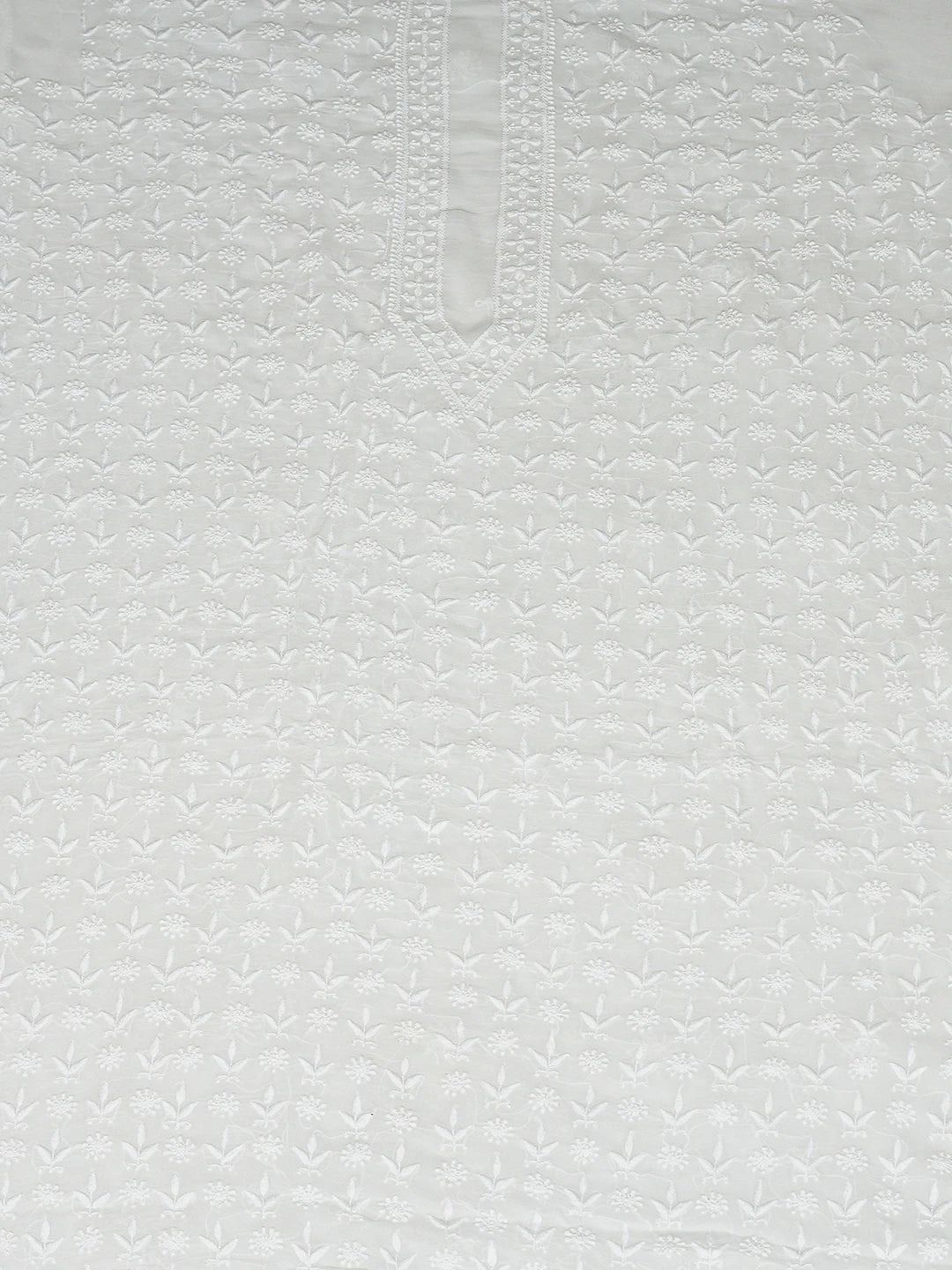 Ada Hand Embroidered White Viscose Georgette Lucknowi Chikankari Unstitched Men's Kurta Piece 01A813655
