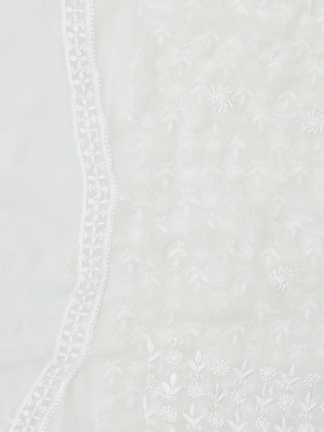 Ada Hand Embroidered White Viscose Georgette Lucknowi Chikankari Unstitched Men's Kurta Piece 01A813655