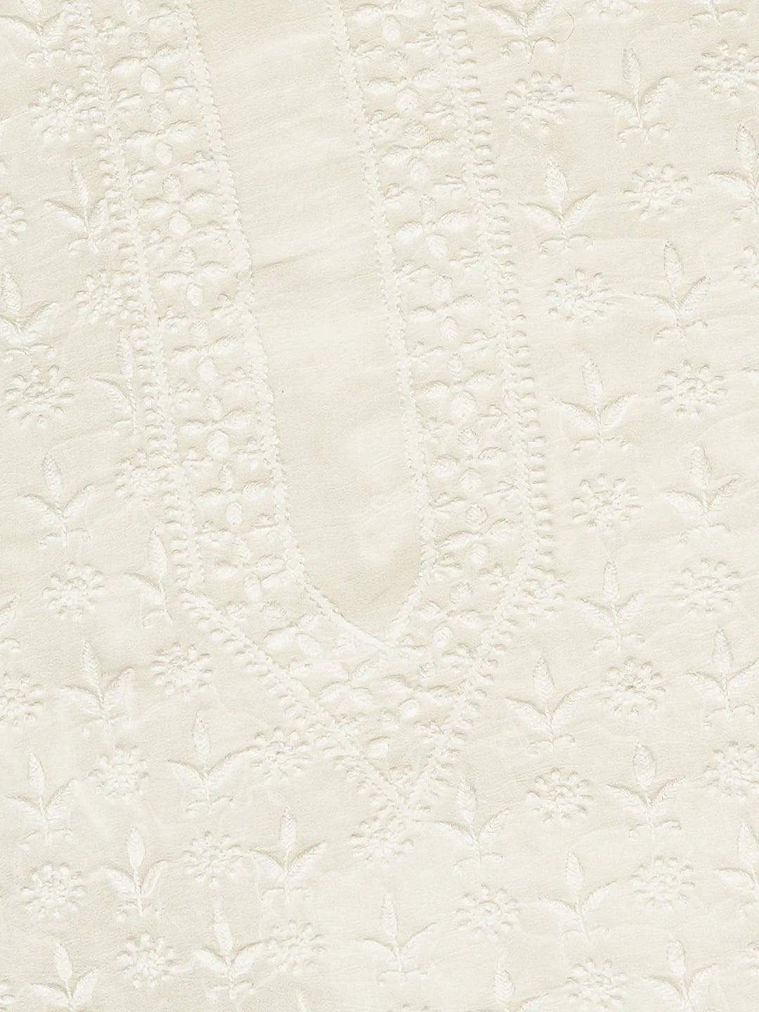 Ada Hand Embroidered White Viscose Georgette Lucknowi Chikankari Unstitched Men's Kurta Piece 01A813655