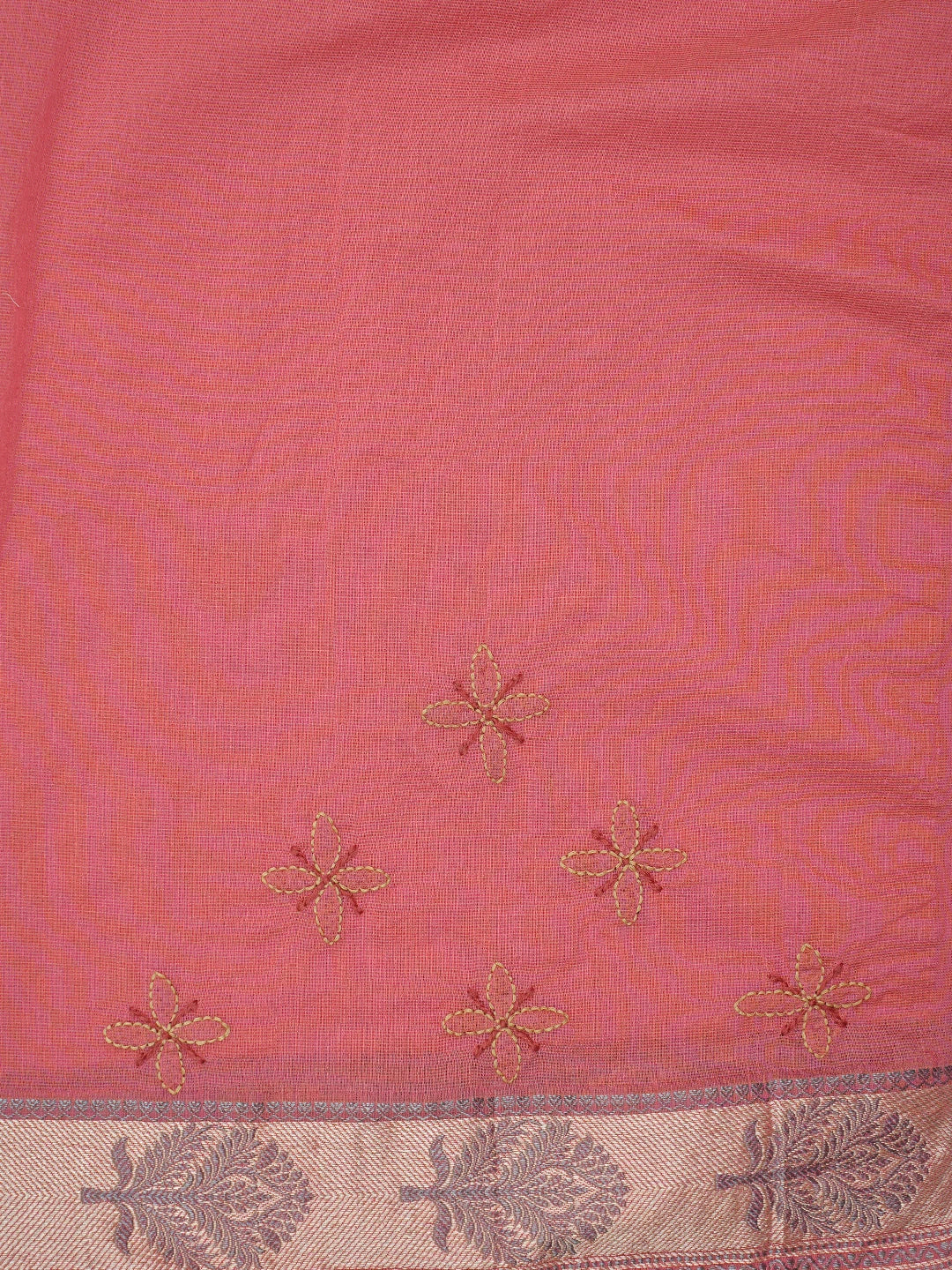 Ada Hand Embroidered Carrot Pink Super Net Lucknowi Chikankari Saree With Blouse 01A814530
