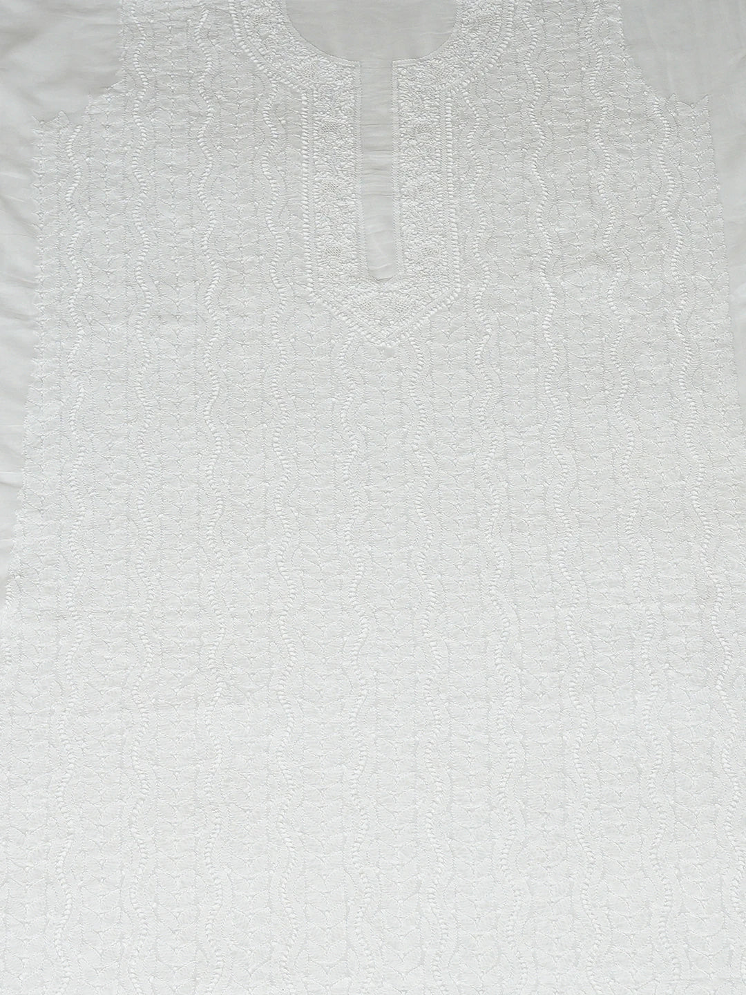 Ada Hand Embroidered White Cotton Lucknowi Chikankari Unstitched Men's Kurta Piece 01A791935