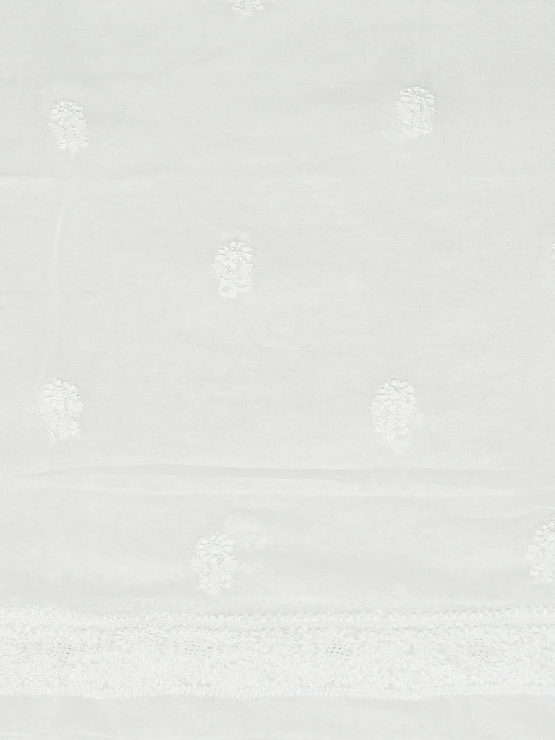 Ada Hand Embroidered White Cotton Lucknowi Chikankari Unstitched Men's Kurta Piece 01A791935