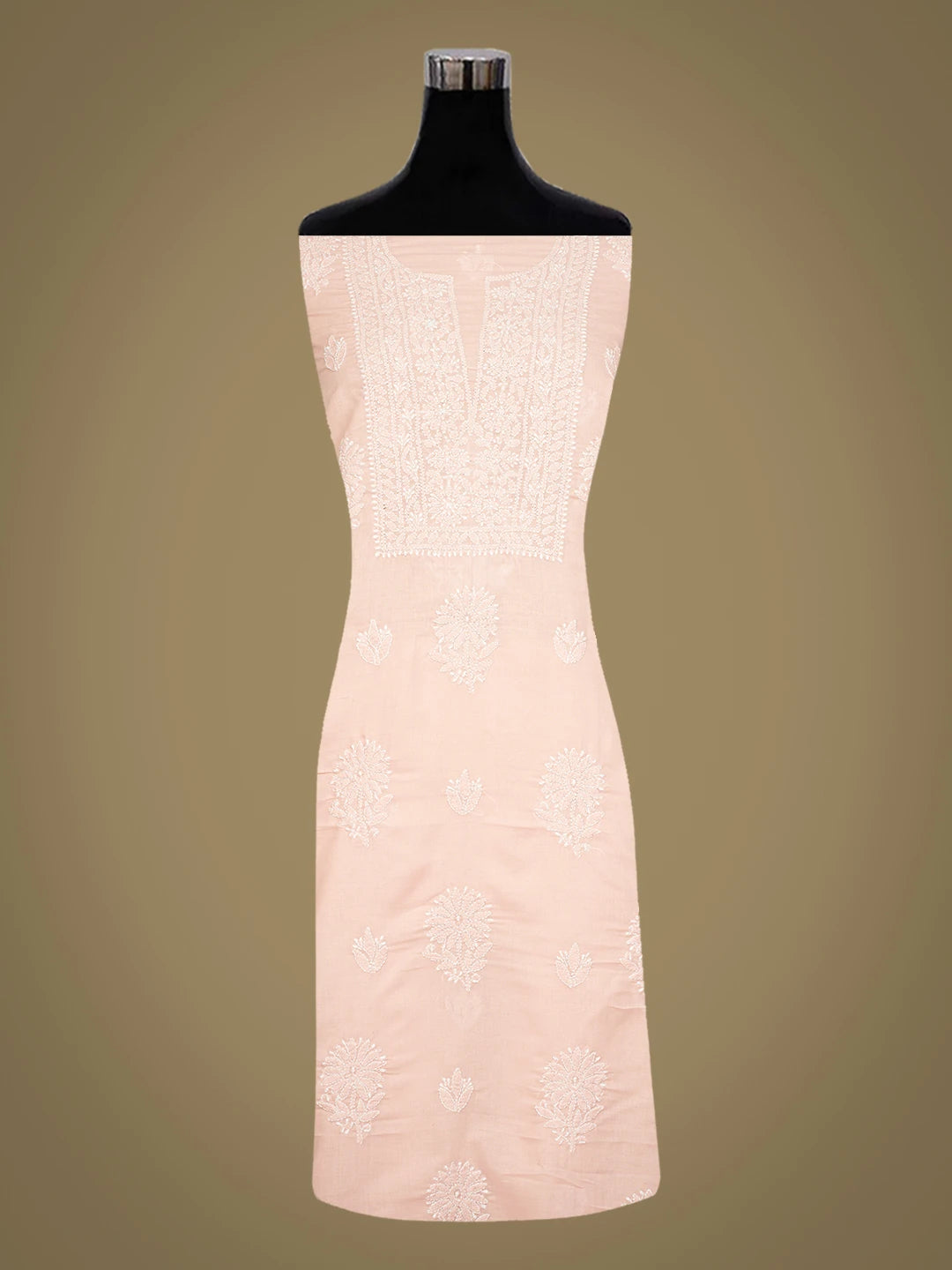 Ada Hand Embroidered Dusty Pink Cotton Lucknowi Chikankari Unstitched Kurta Piece 01A772817