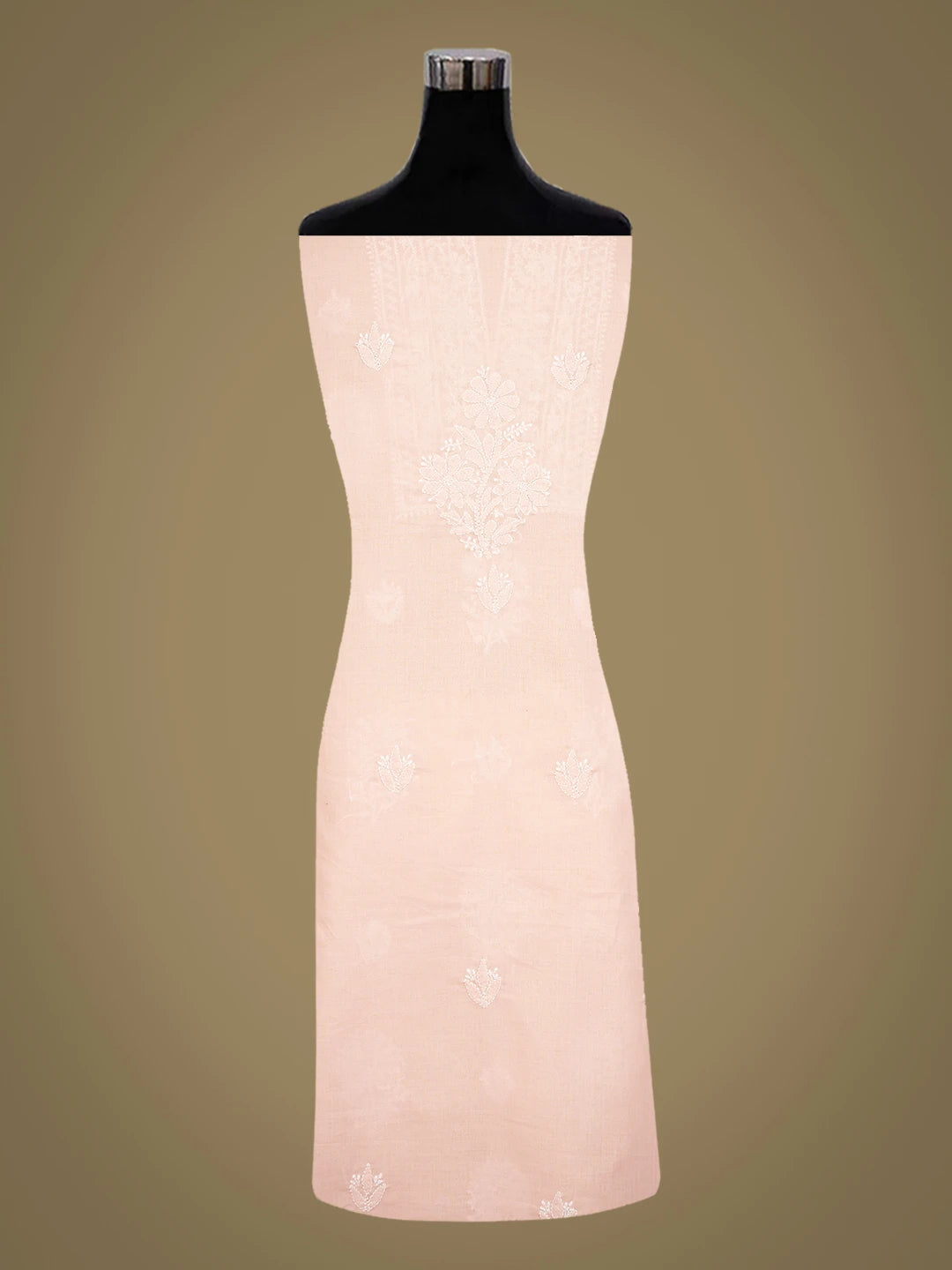 Ada Hand Embroidered Dusty Pink Cotton Lucknowi Chikankari Unstitched Kurta Piece 01A772817