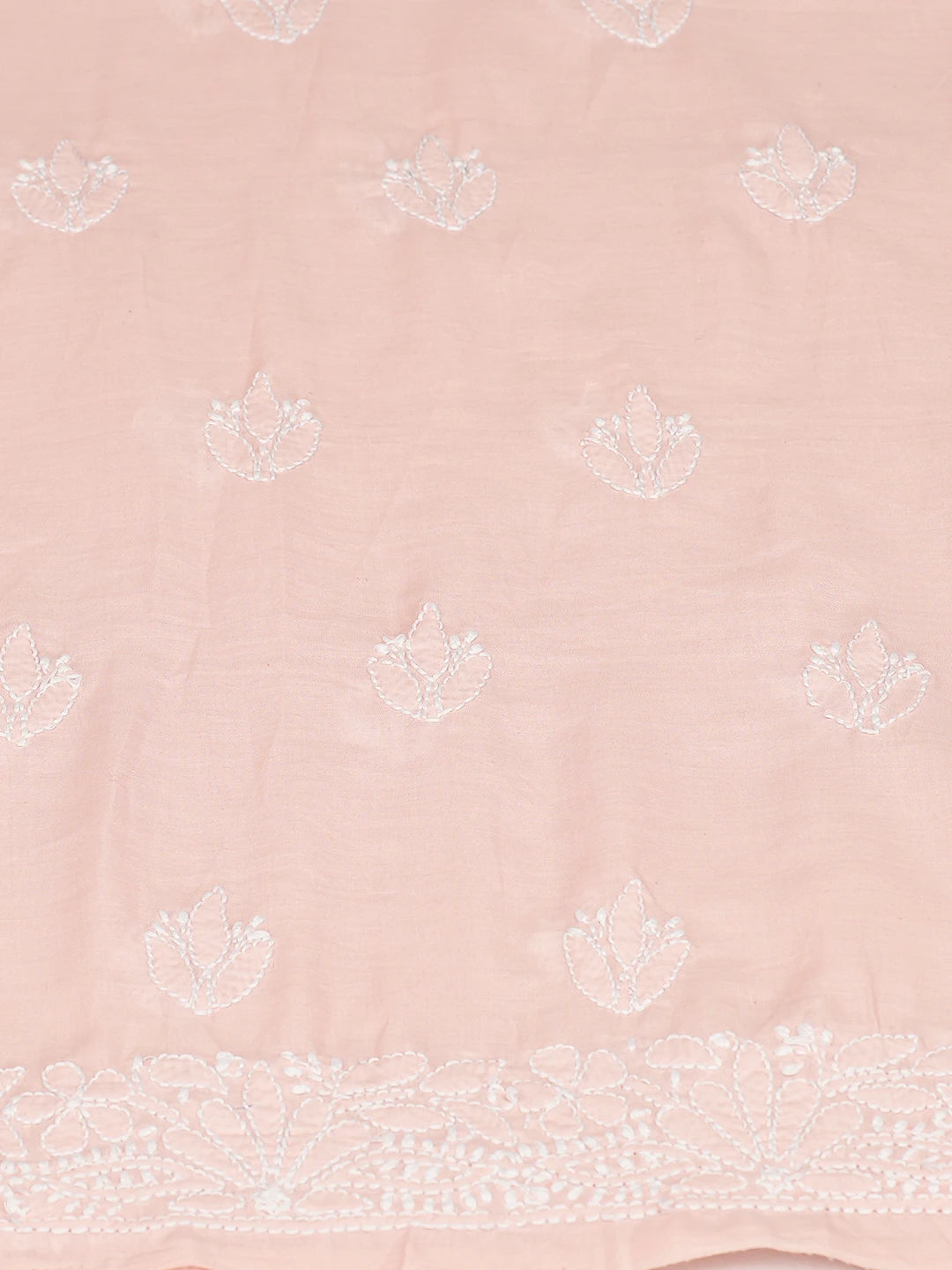 Ada Hand Embroidered Dusty Pink Cotton Lucknowi Chikankari Unstitched Kurta Piece 01A772817