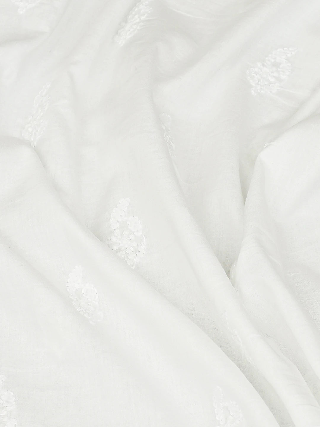 Ada Hand Embroidered White Cotton Lucknowi Chikankari Unstitched Men's Kurta Piece 01A779110