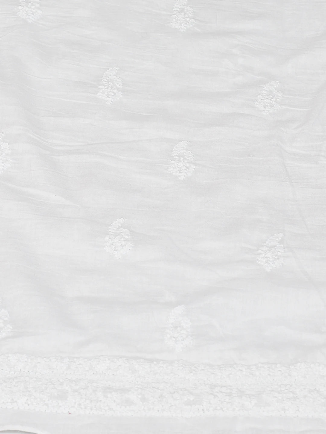 Ada Hand Embroidered White Cotton Lucknowi Chikankari Unstitched Men's Kurta Piece 01A779110