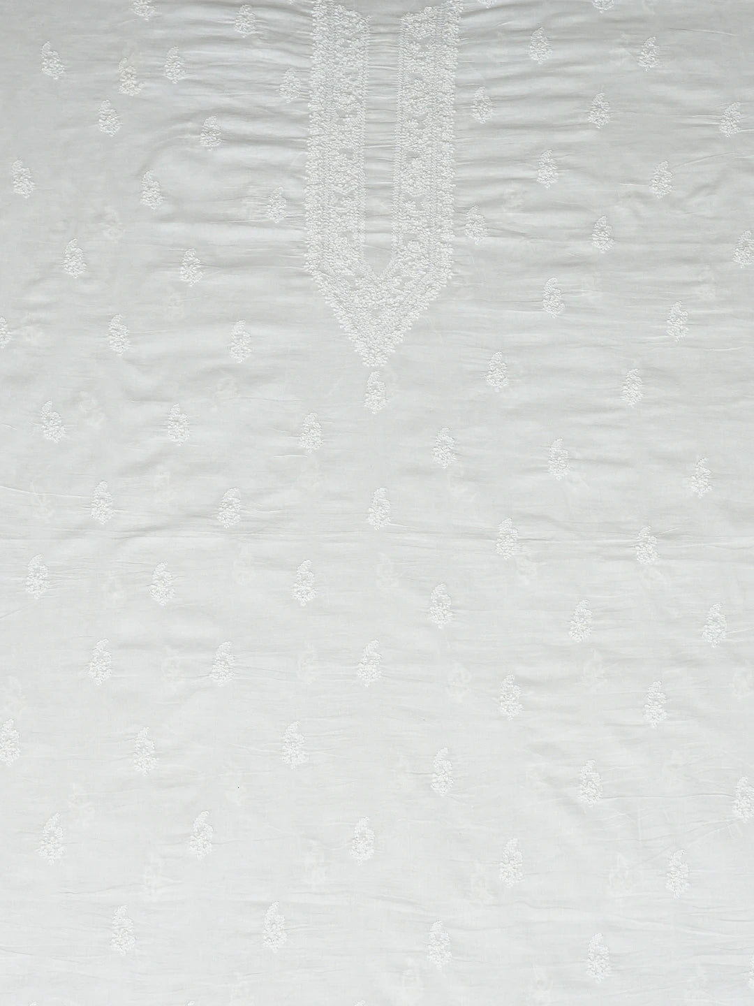 Ada Hand Embroidered White Cotton Lucknowi Chikankari Unstitched Men's Kurta Piece 01A779110