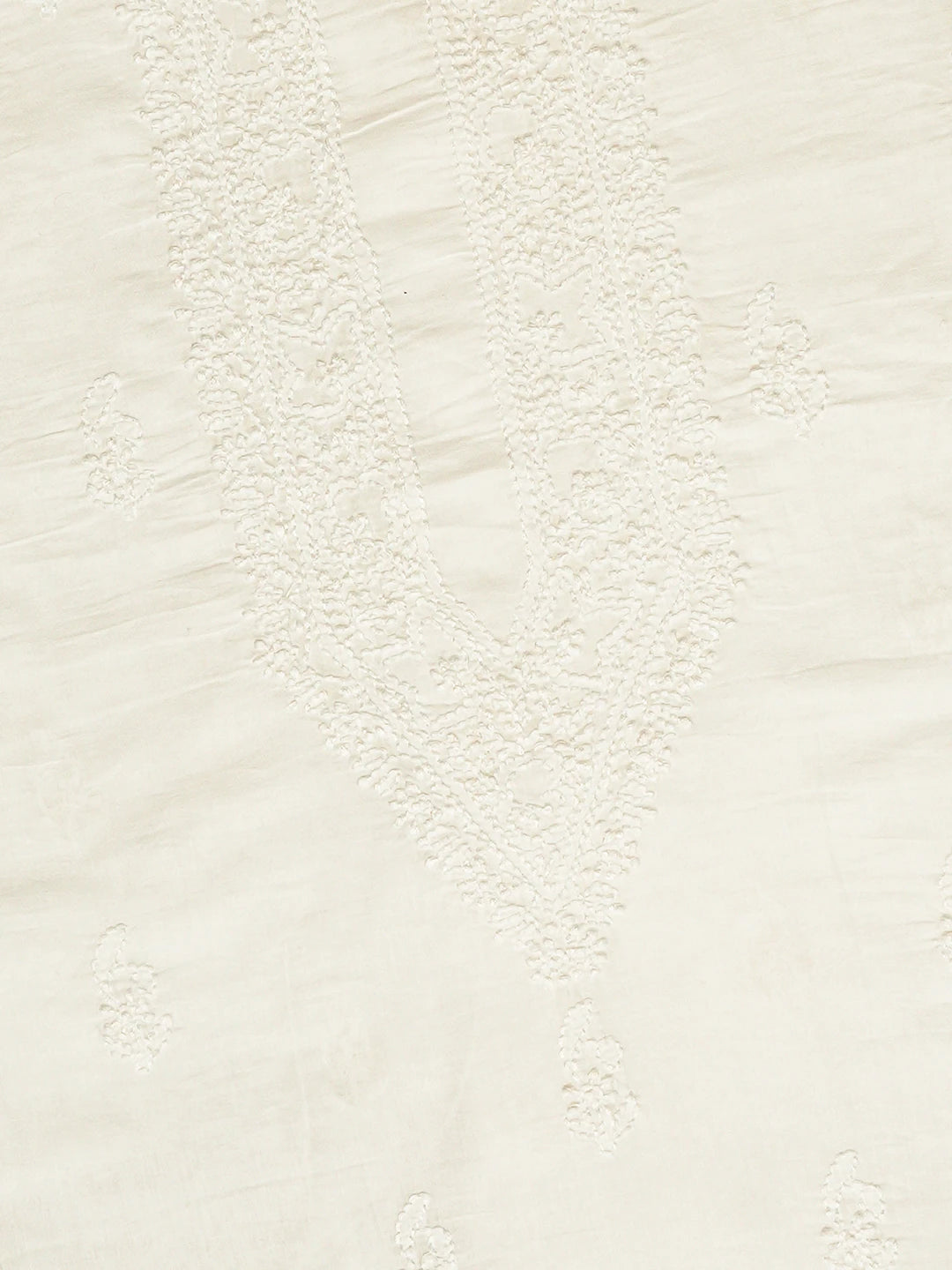 Ada Hand Embroidered White Cotton Lucknowi Chikankari Unstitched Men's Kurta Piece 01A779110