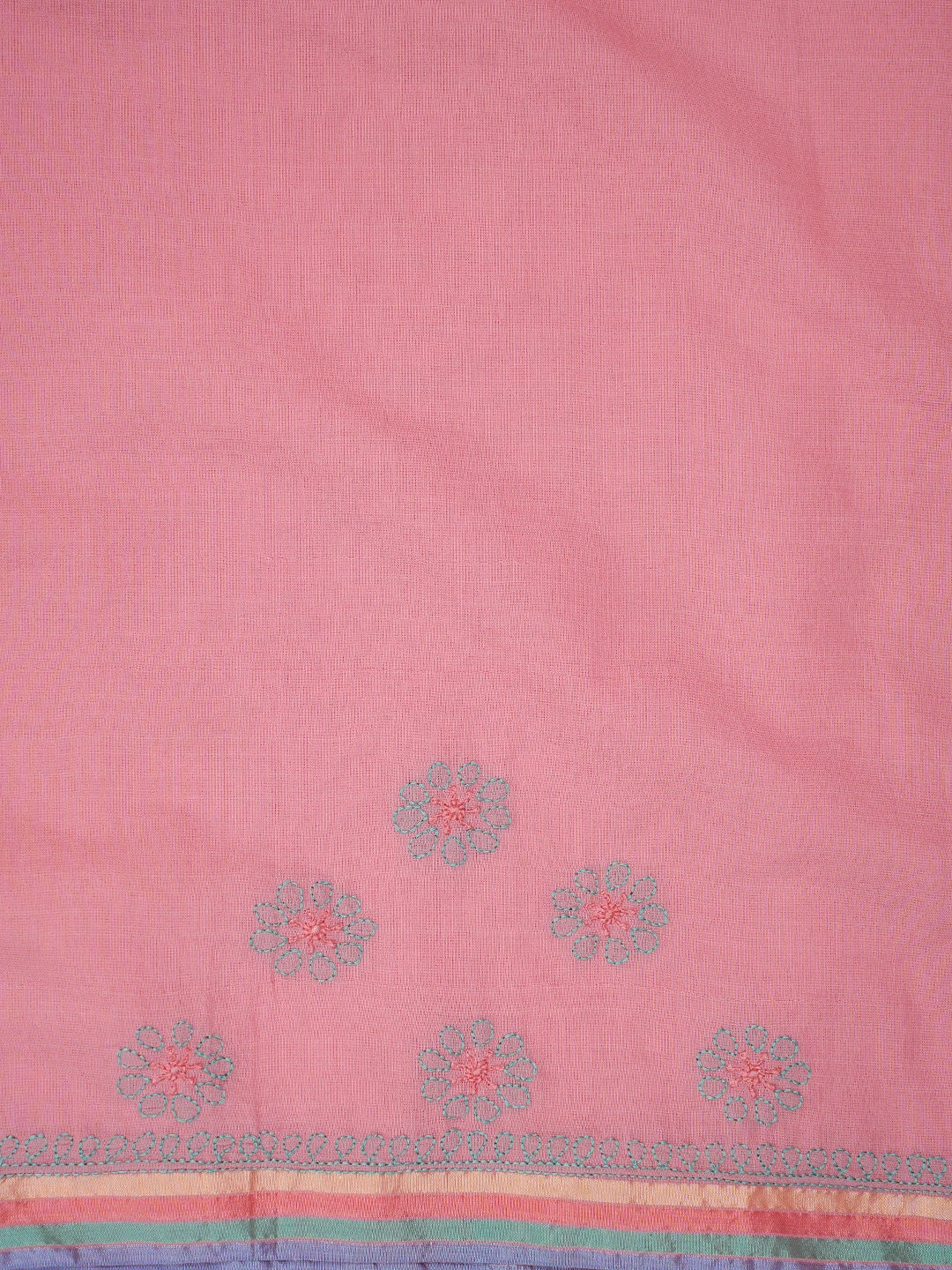 Ada Hand Embroidered Salmon Pink Super Net Lucknowi Chikankari Saree With Blouse 01A814528