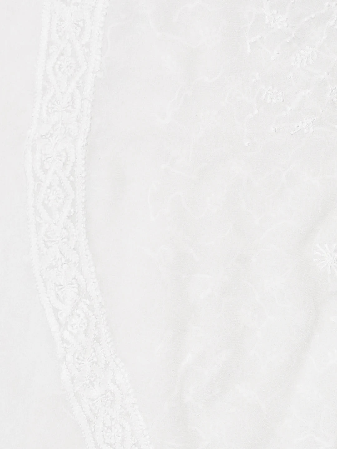 Ada Hand Embroidered White Viscose Georgette Lucknowi Chikankari Unstitched Men's Kurta Piece 01A813651