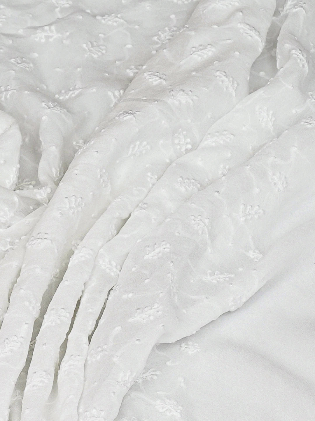 Ada Hand Embroidered White Viscose Georgette Lucknowi Chikankari Unstitched Men's Kurta Piece 01A813651