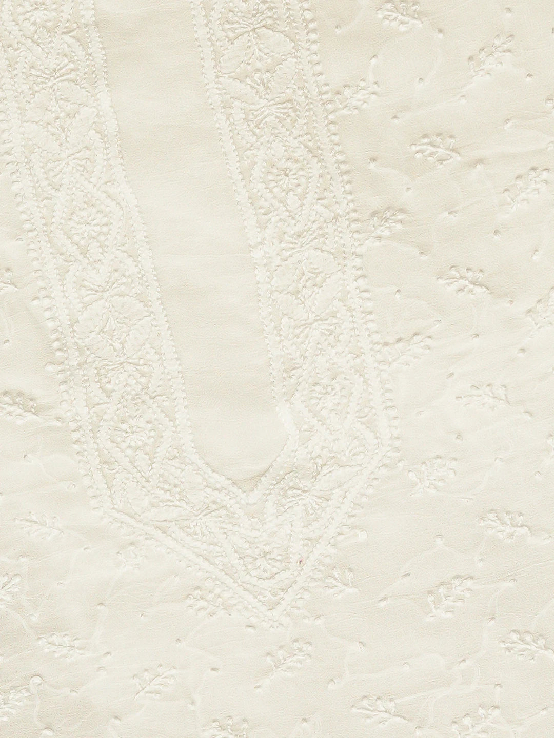 Ada Hand Embroidered White Viscose Georgette Lucknowi Chikankari Unstitched Men's Kurta Piece 01A813651