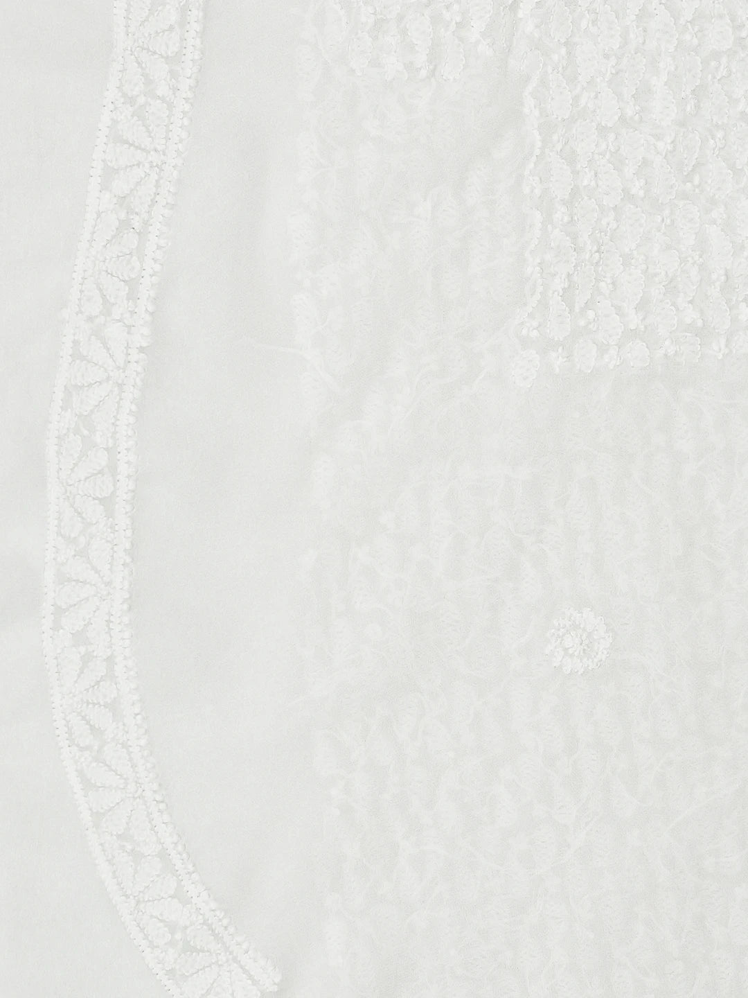 Ada Hand Embroidered White Viscose Georgette Lucknowi Chikankari Unstitched Men's Kurta Piece 01A813656