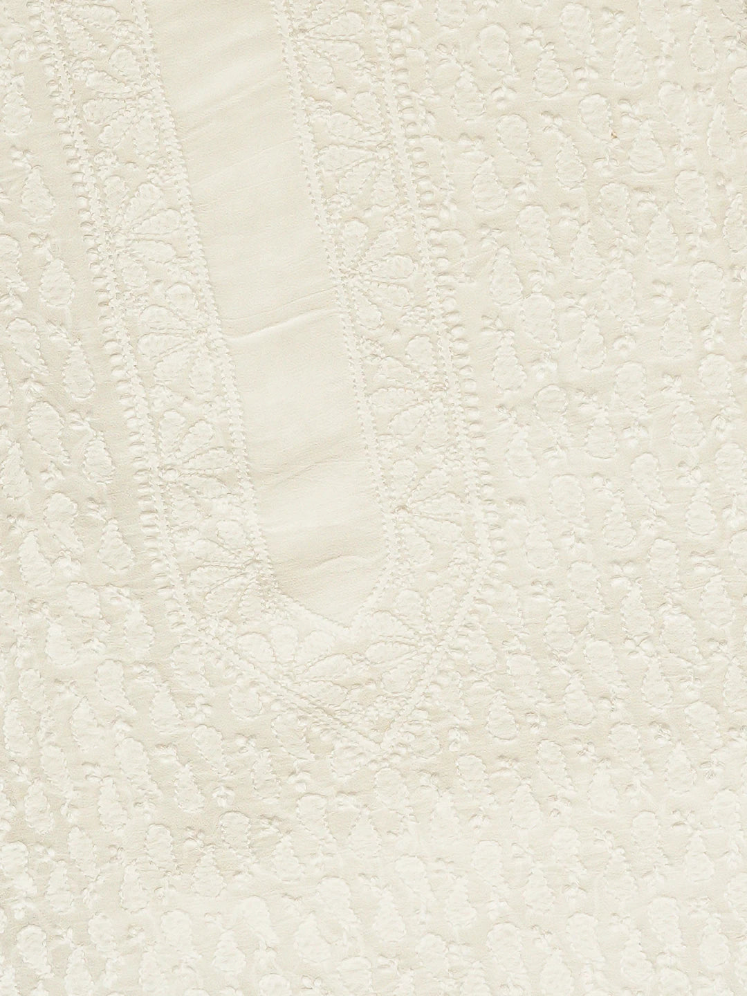 Ada Hand Embroidered White Viscose Georgette Lucknowi Chikankari Unstitched Men's Kurta Piece 01A813656