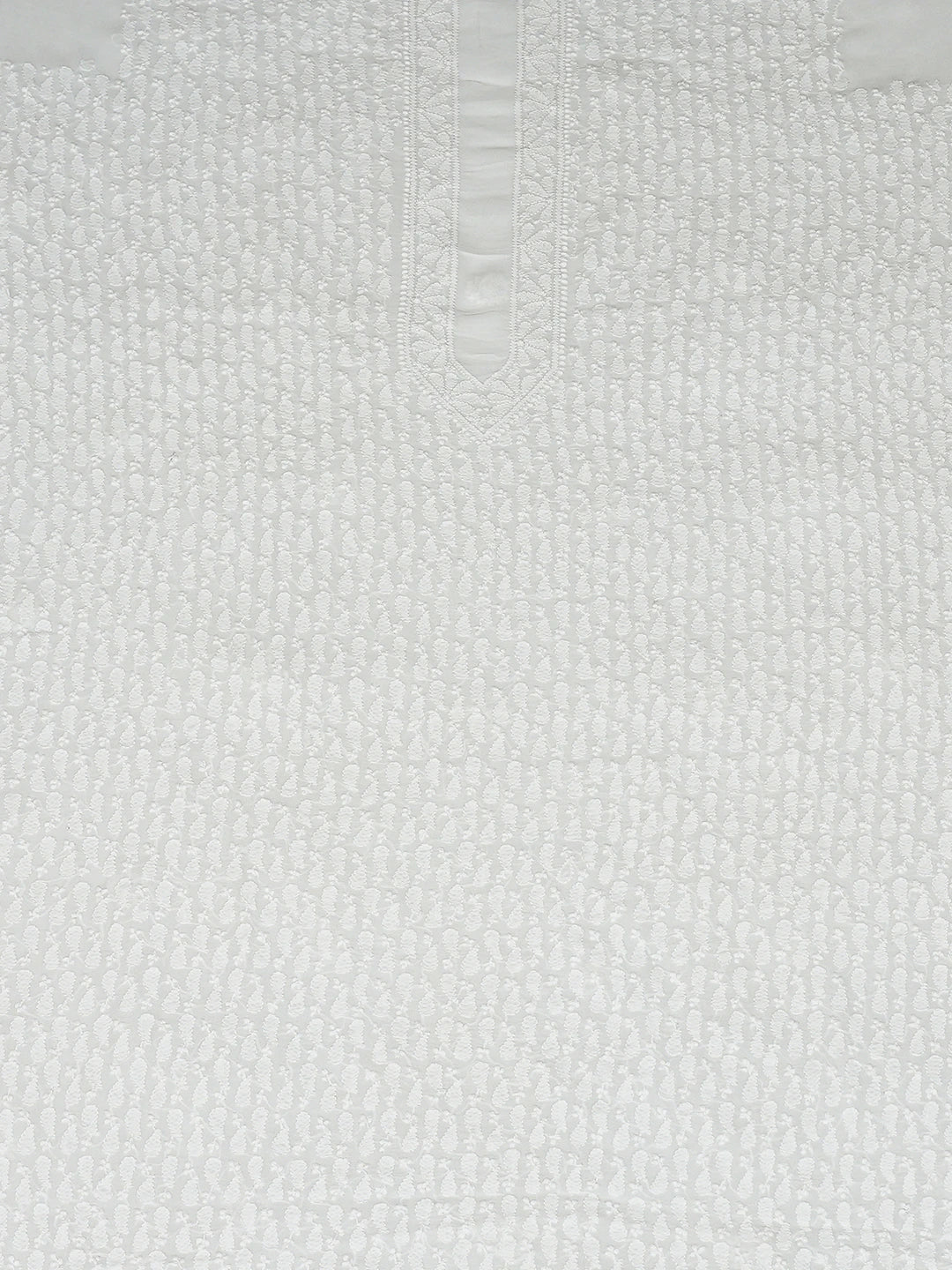 Ada Hand Embroidered White Viscose Georgette Lucknowi Chikankari Unstitched Men's Kurta Piece 01A813656