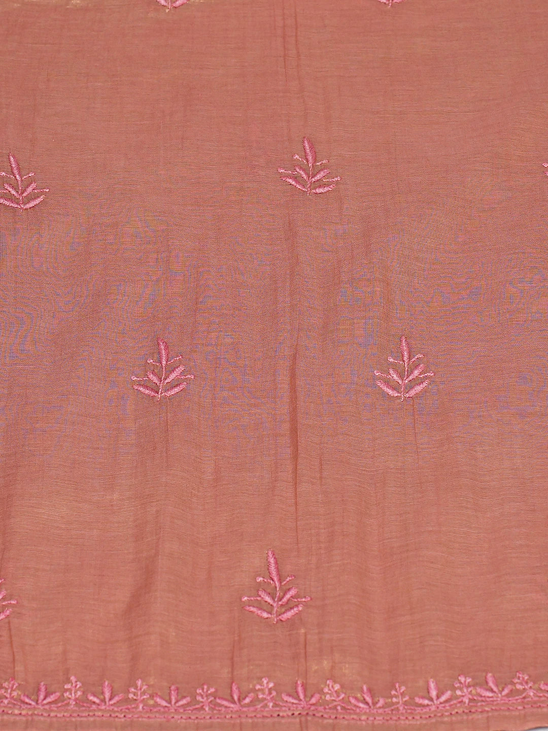 Ada Hand Embroidered Dusty Peach Tissue Lucknowi Chikankari Semi-Stitched Kurta Dupatta Set 01A762348