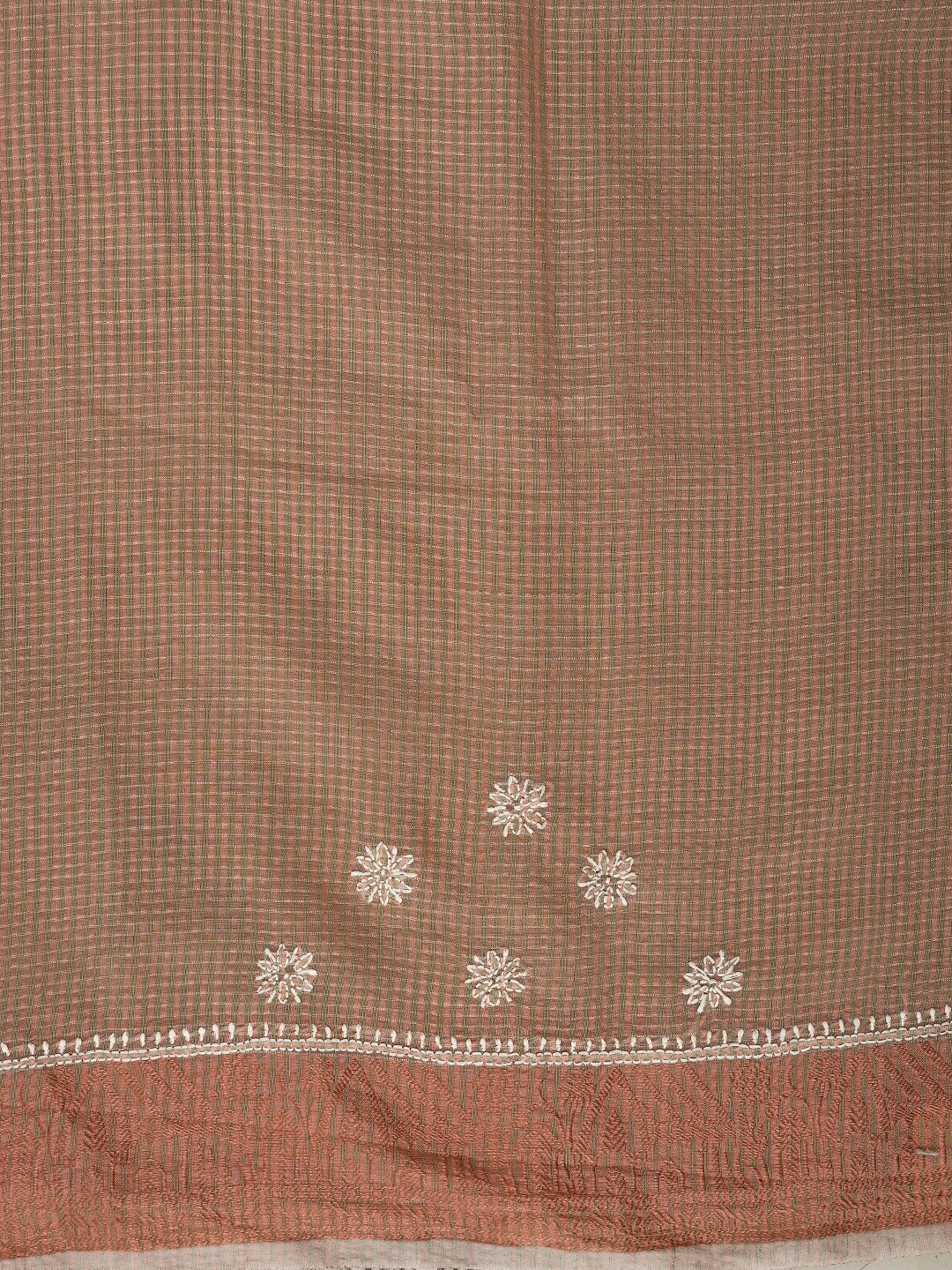 Ada Hand Embroidered Fawn Chanderi Lucknowi Chikankari Saree and Blouse 01A777239