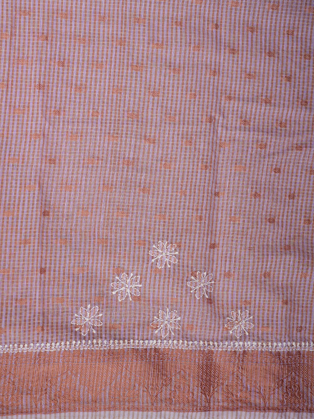 Ada Hand Embroidered Mauve Chanderi Lucknowi Chikankari Saree and Blouse 01A776526