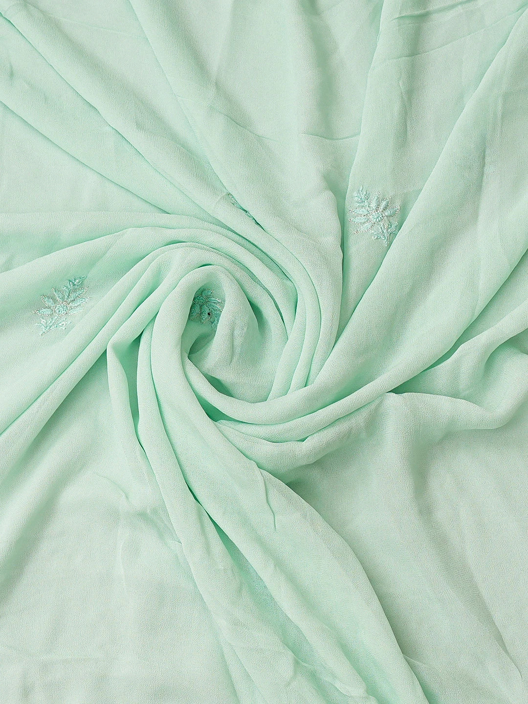Ada Hand Embroidered Seafoam Green Viscose Georgette Lucknowi Chikankari Unstitched Kurta Dupatta Set With Cutdana Work 01A771721