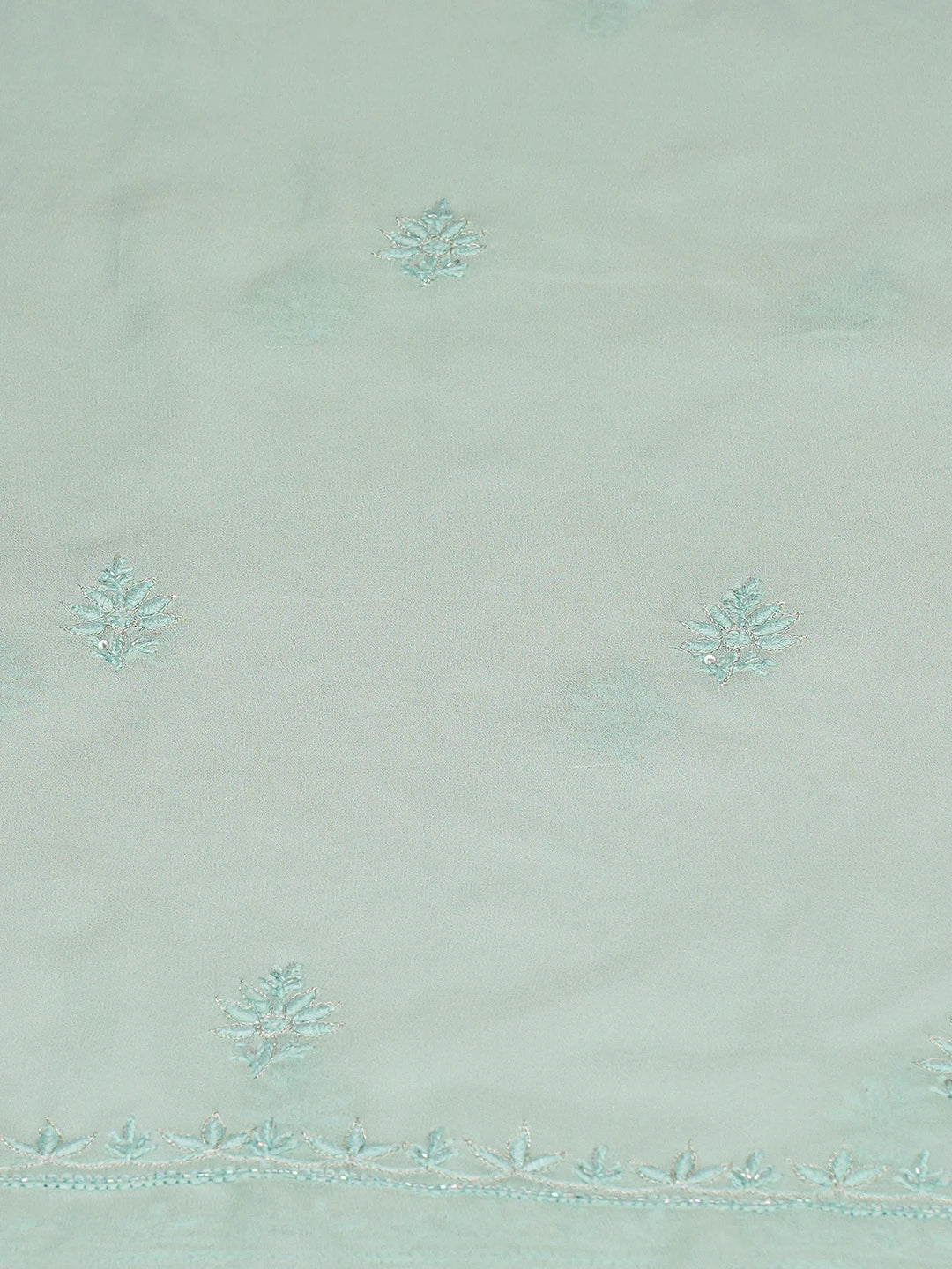 Ada Hand Embroidered Seafoam Green Viscose Georgette Lucknowi Chikankari Unstitched Kurta Dupatta Set With Cutdana Work 01A771721