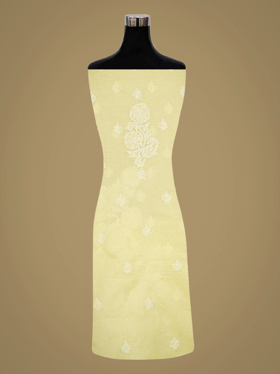 Ada Hand Embroidered Lemon Cotton Lucknowi Chikankari Unstitched Kurta Piece 01A712131