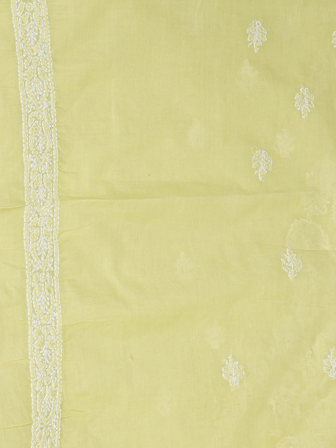 Ada Hand Embroidered Lemon Cotton Lucknowi Chikankari Unstitched Kurta Piece 01A712131