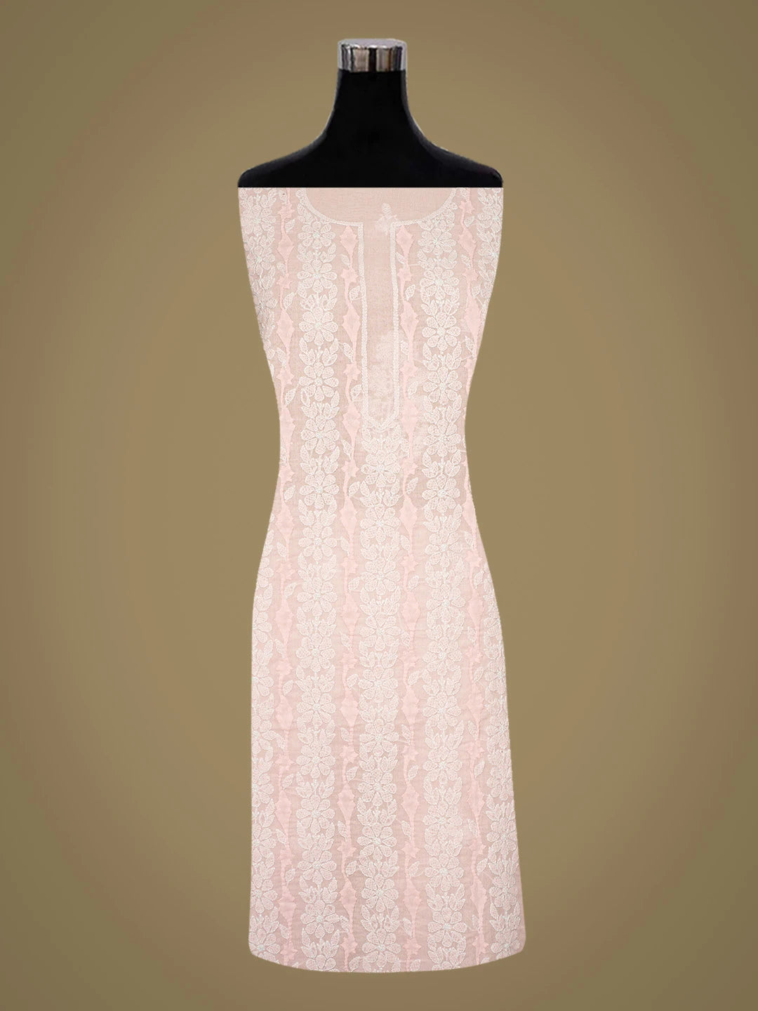 Ada Hand Embroidered Pink Cotton Lucknowi Chikankari Unstitched Kurta Piece 01A772773