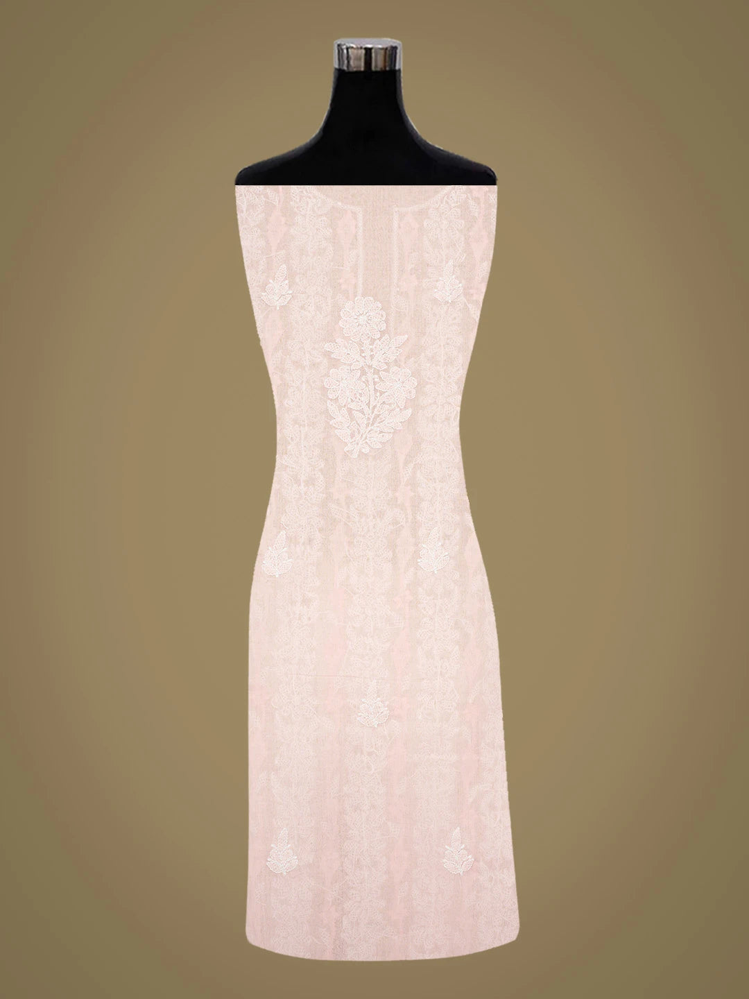 Ada Hand Embroidered Pink Cotton Lucknowi Chikankari Unstitched Kurta Piece 01A772773