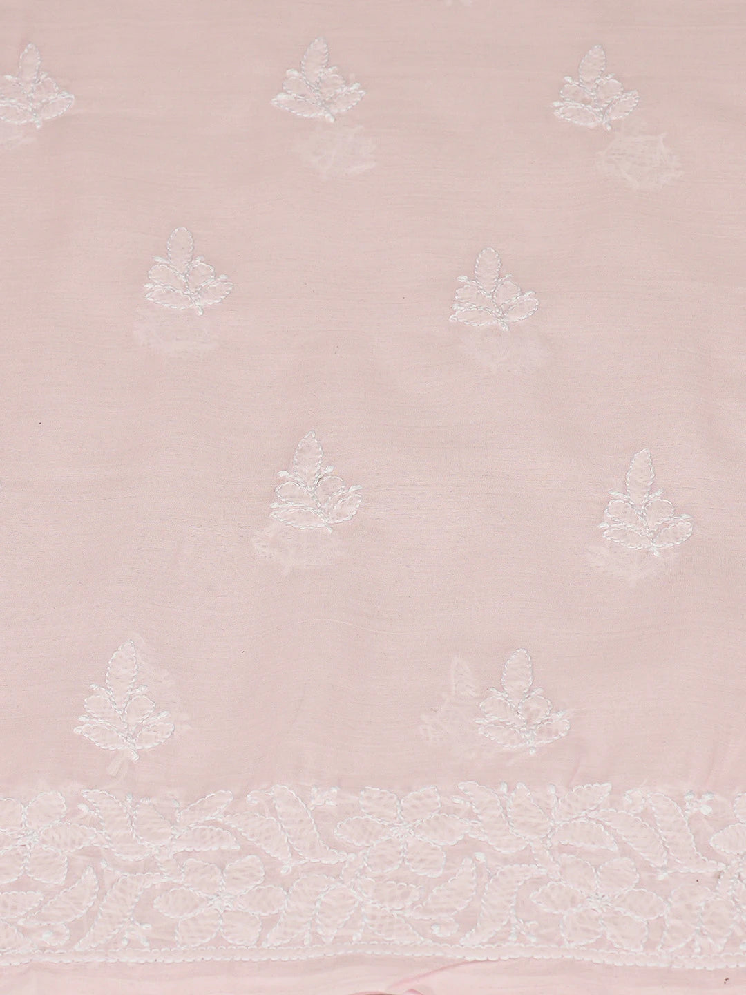 Ada Hand Embroidered Pink Cotton Lucknowi Chikankari Unstitched Kurta Piece 01A772773
