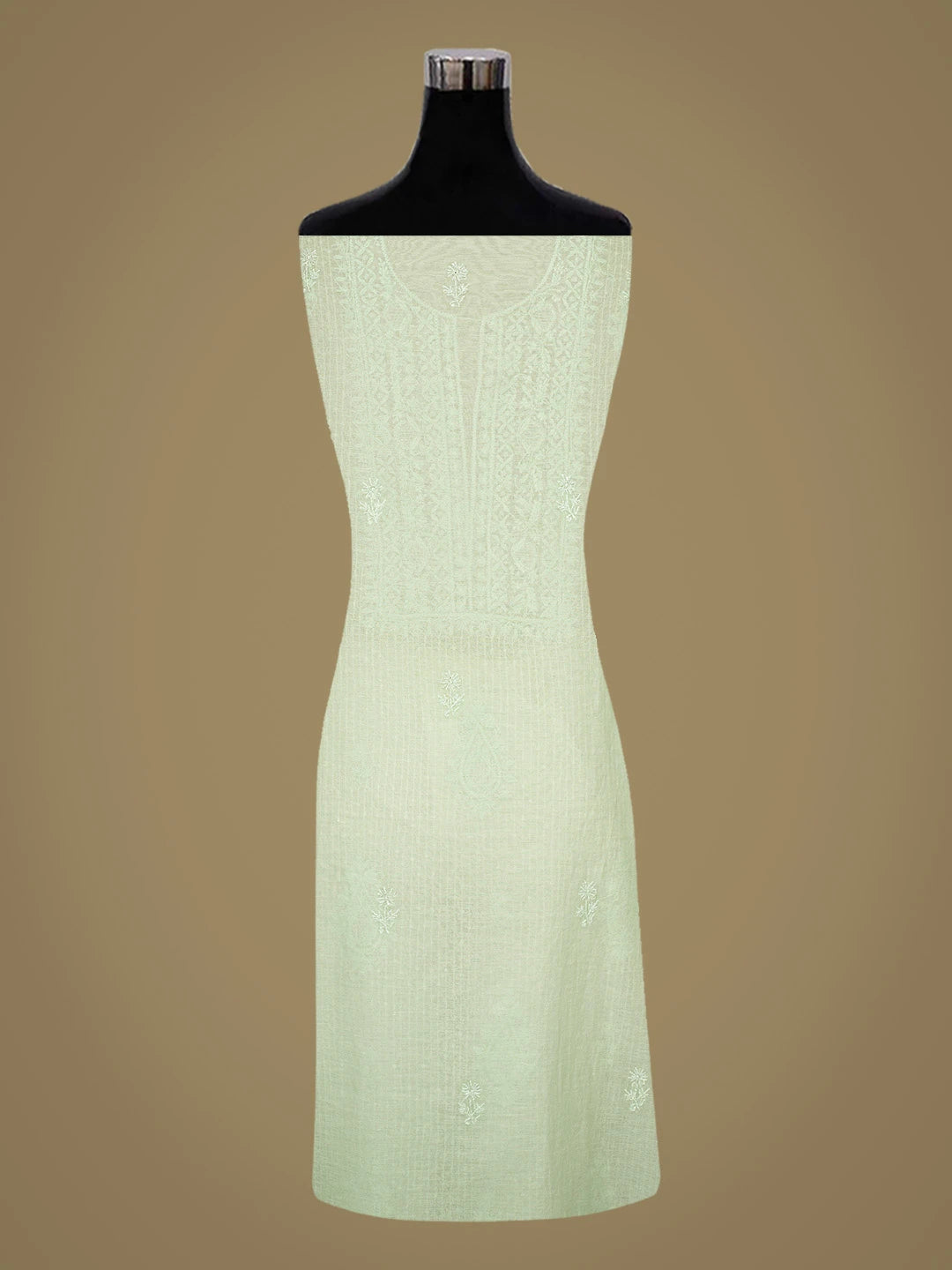 Ada Hand Embroidered Light Green Chanderi Lucknowi Chikankari Unstitched Kurta Dupatta Set With Cutdana Work 01A813803