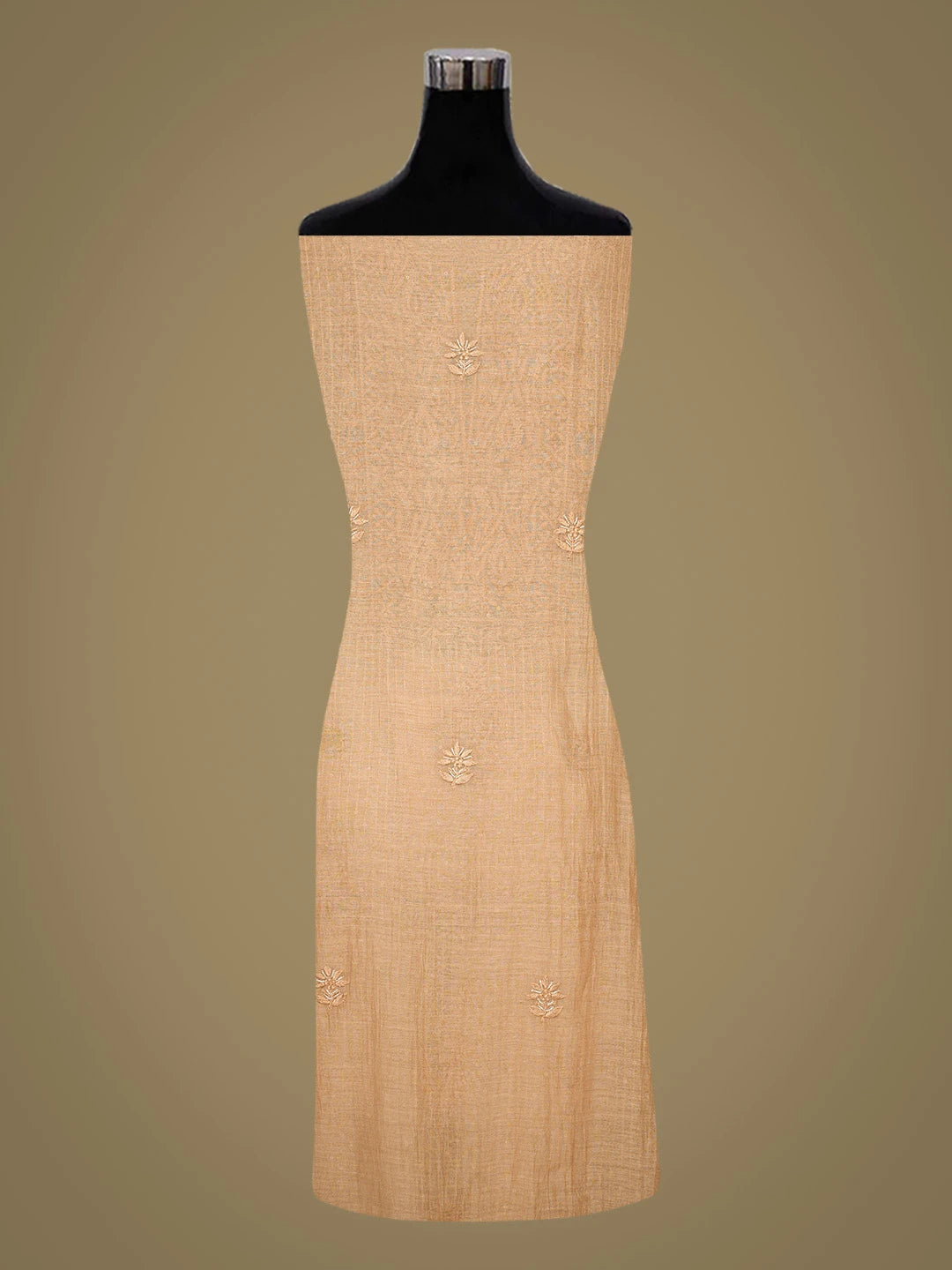 Ada Hand Embroidered Brown Sugar Chanderi Lucknowi Chikankari Unstitched Kurta Dupatta Set With Cutdana Work 01A813808